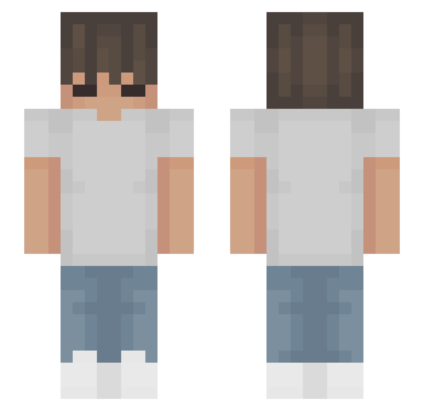 notbriel Minecraft skin, front and back view