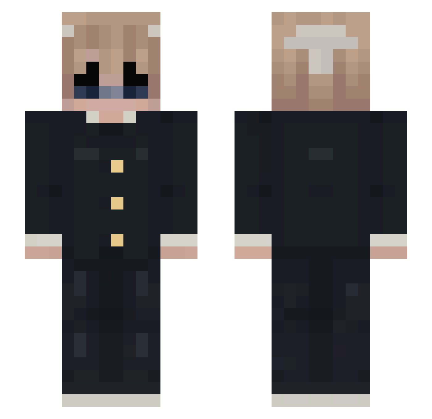 Infcqt Minecraft skin, front and back view