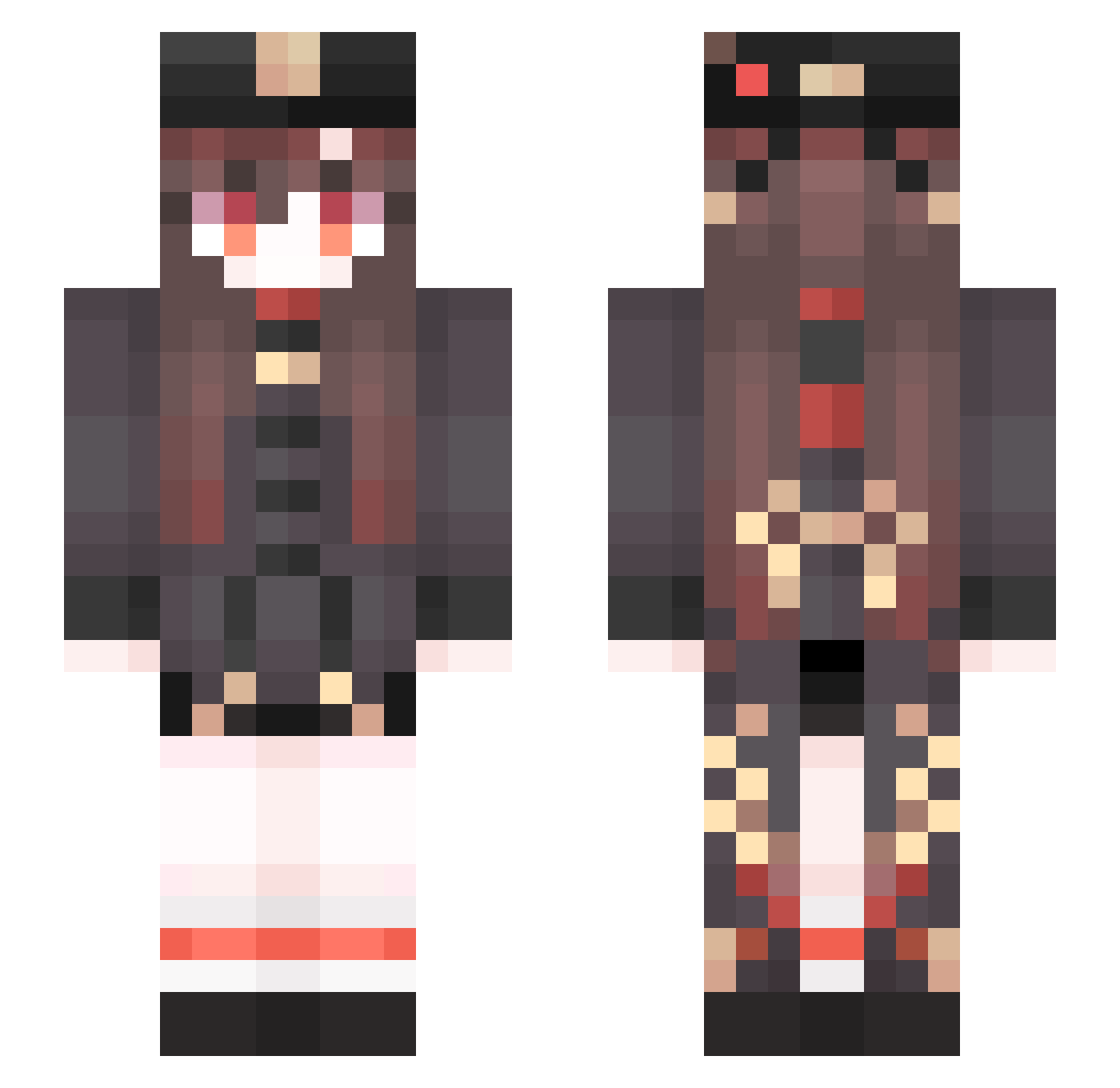 bootaos Minecraft skin, front and back view