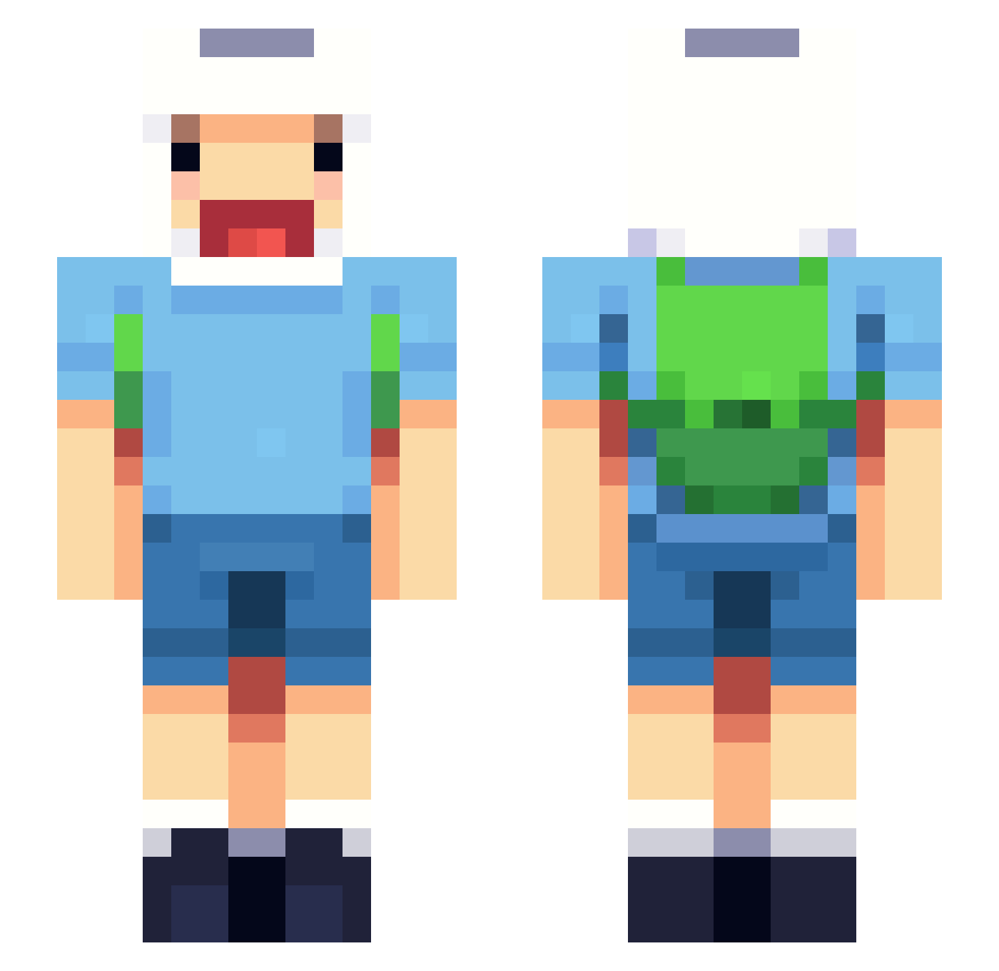TPwalker Minecraft skin, front and back view