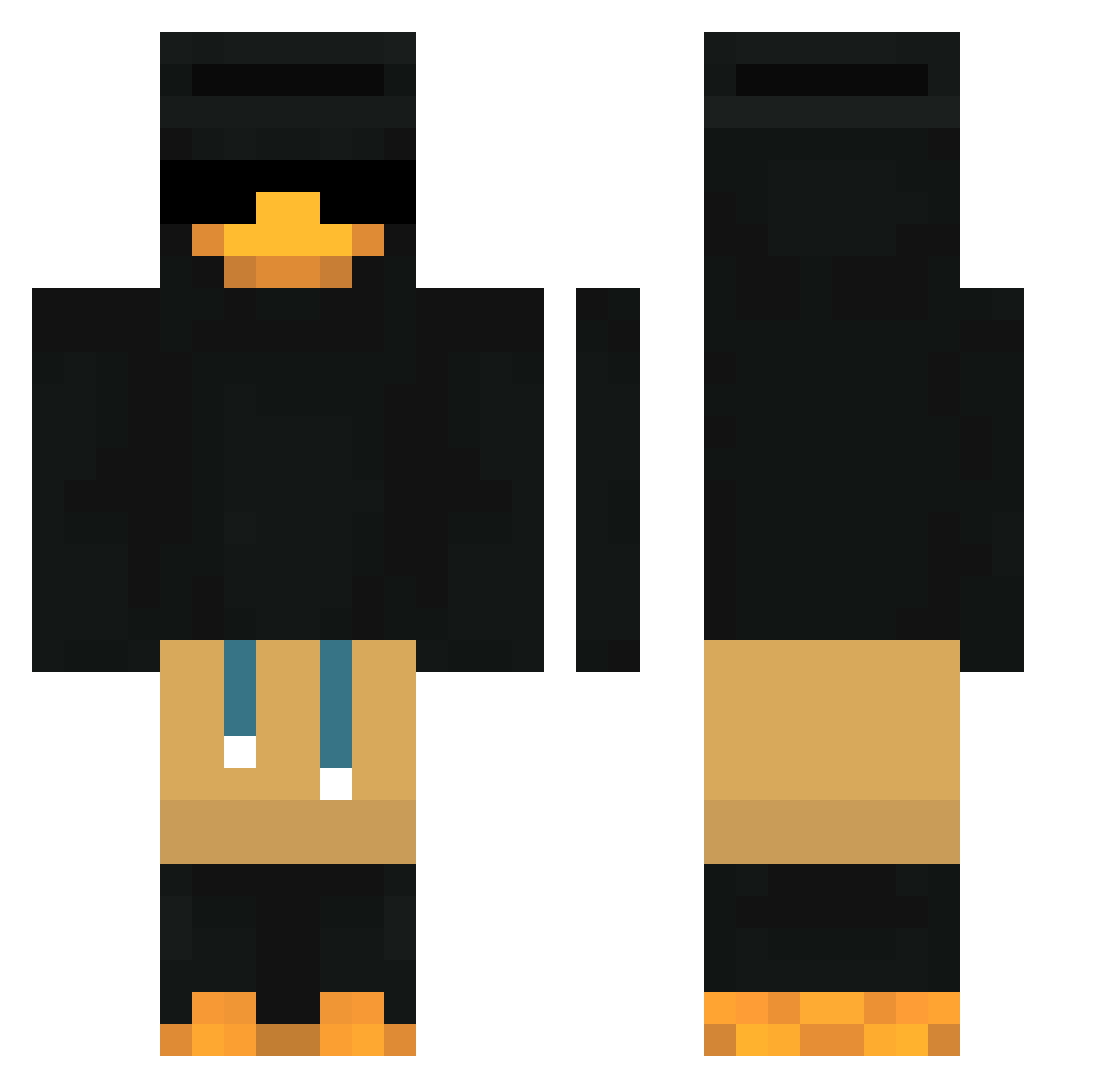 Vital33fect Minecraft skin, front and back view