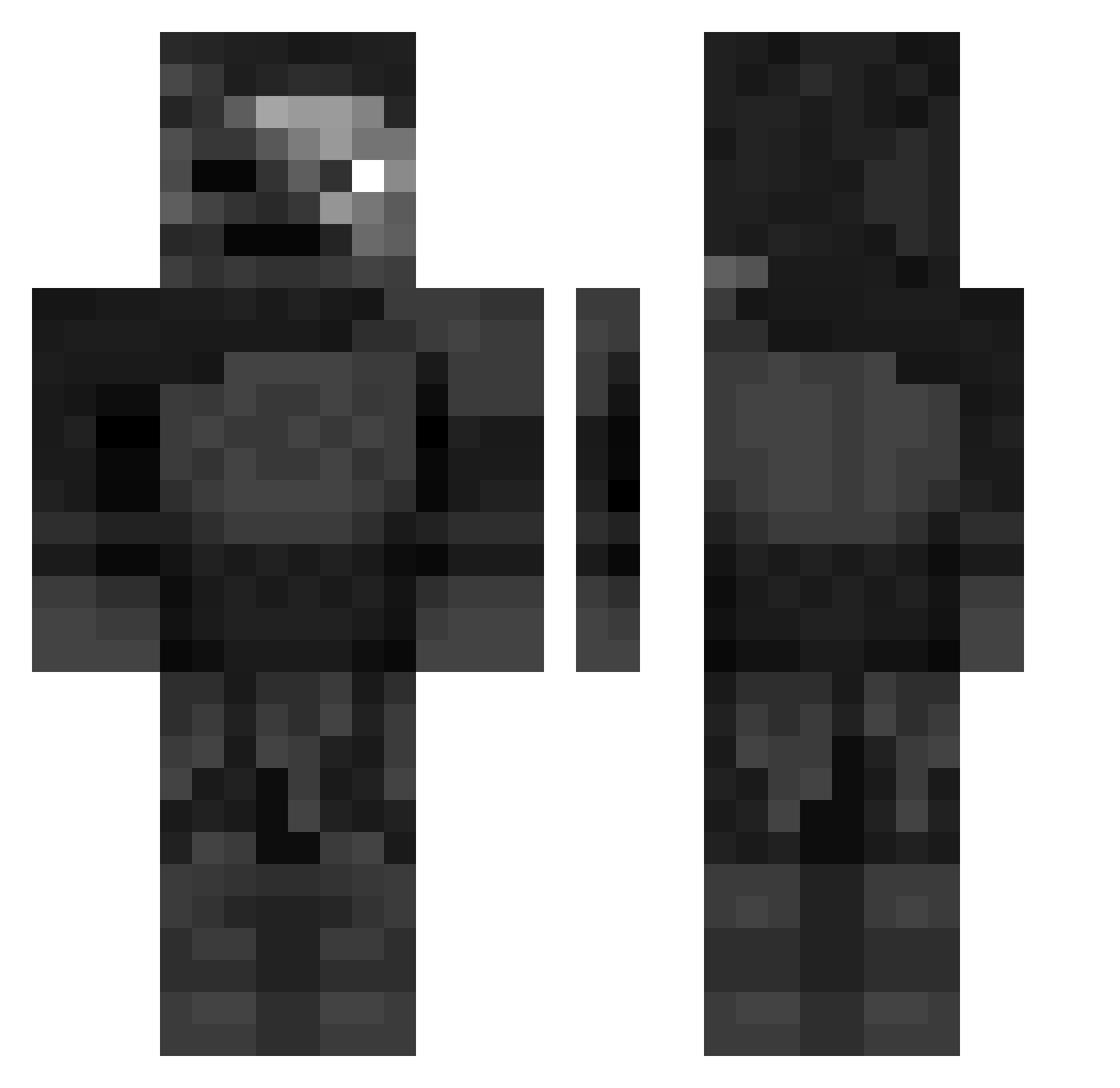 VALCARM Minecraft skin, front and back view