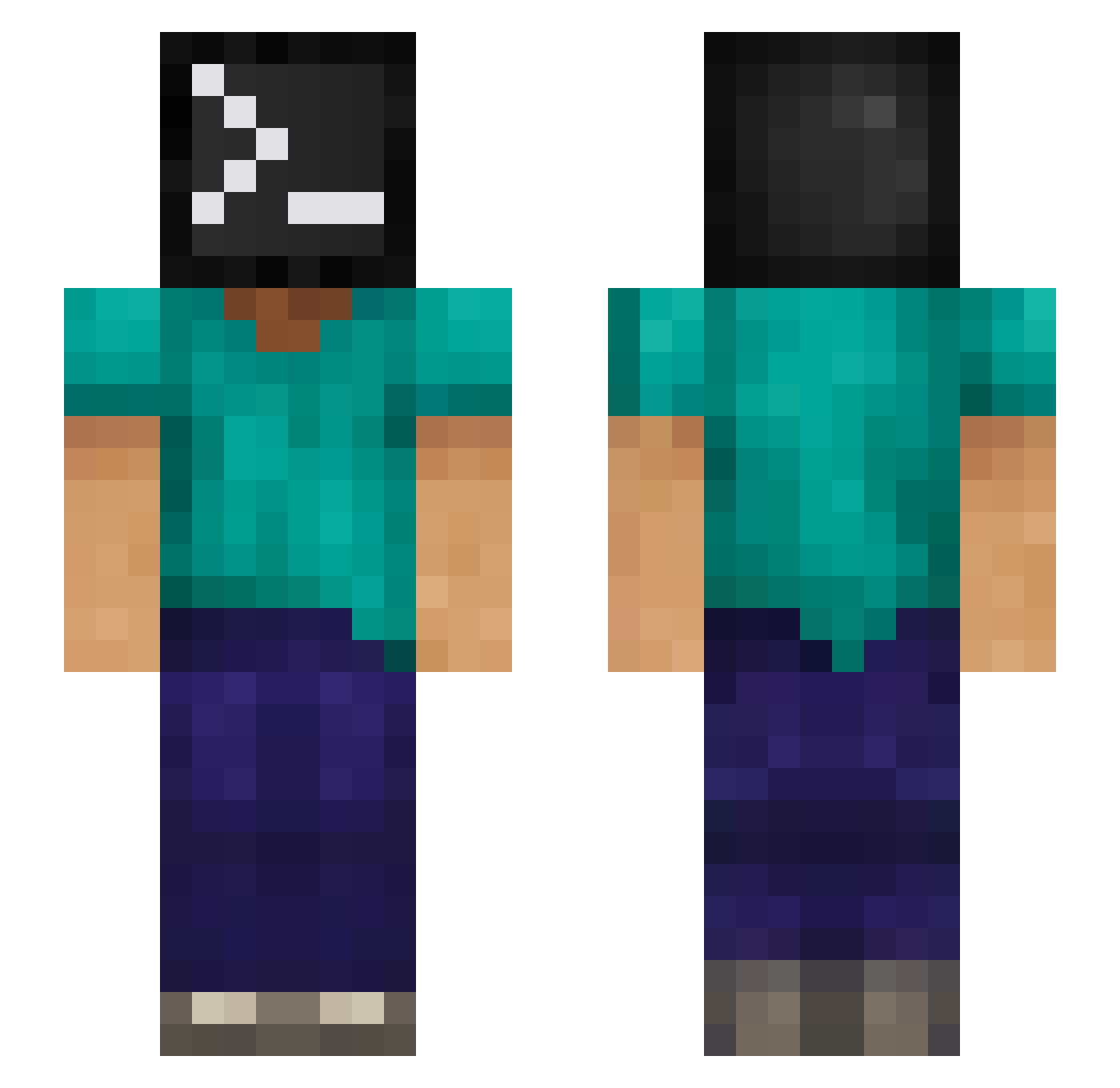 Doxify Minecraft skin, front and back view