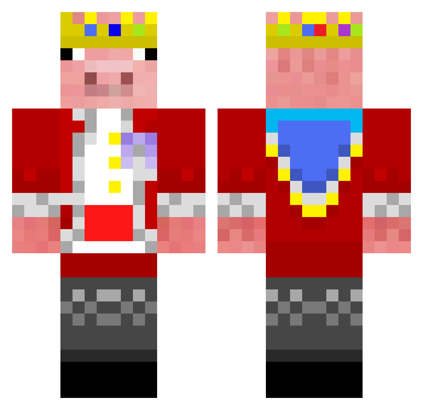 oMuffin Minecraft skin, front and back view