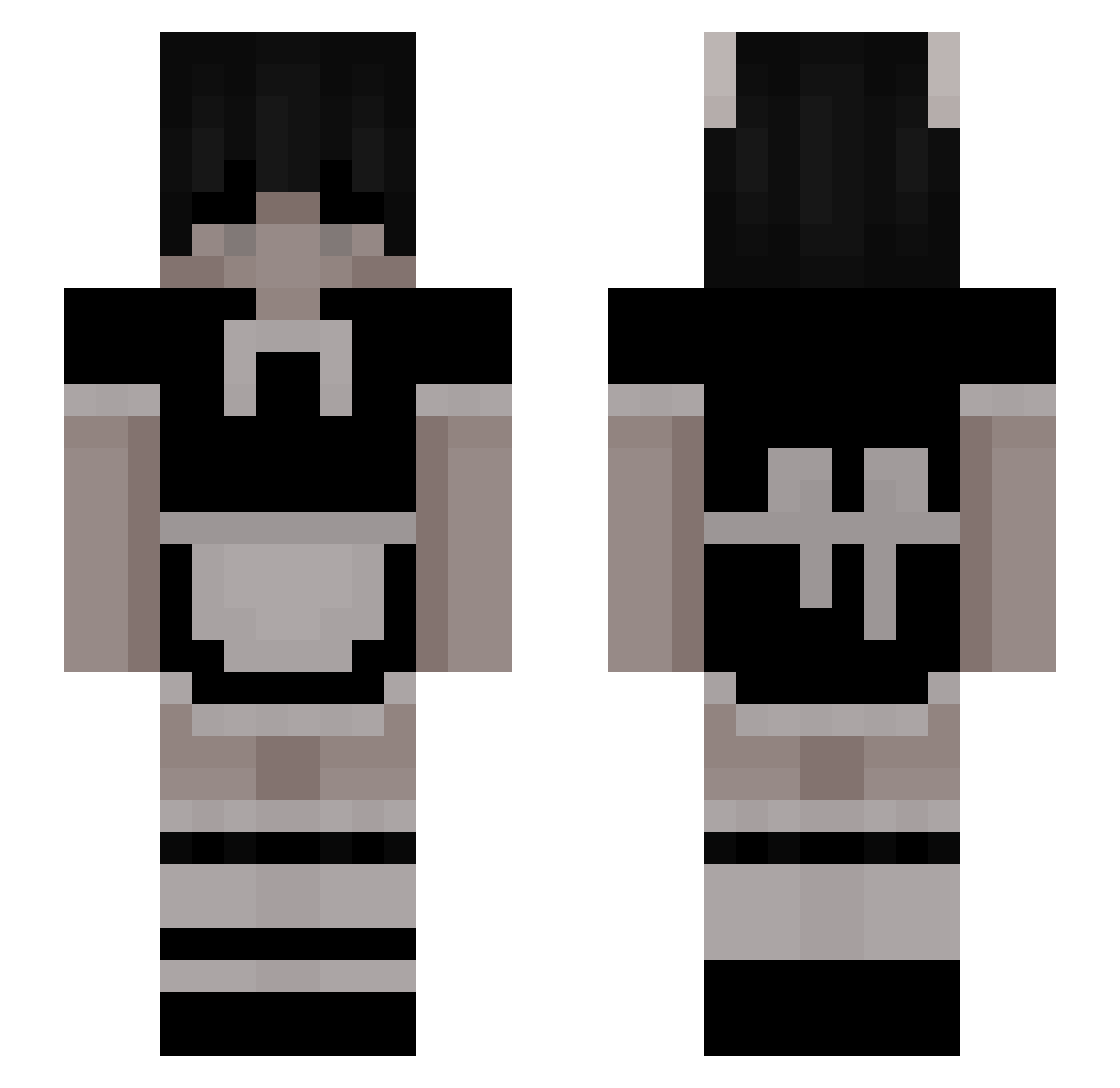 Wreksio Minecraft skin, front and back view