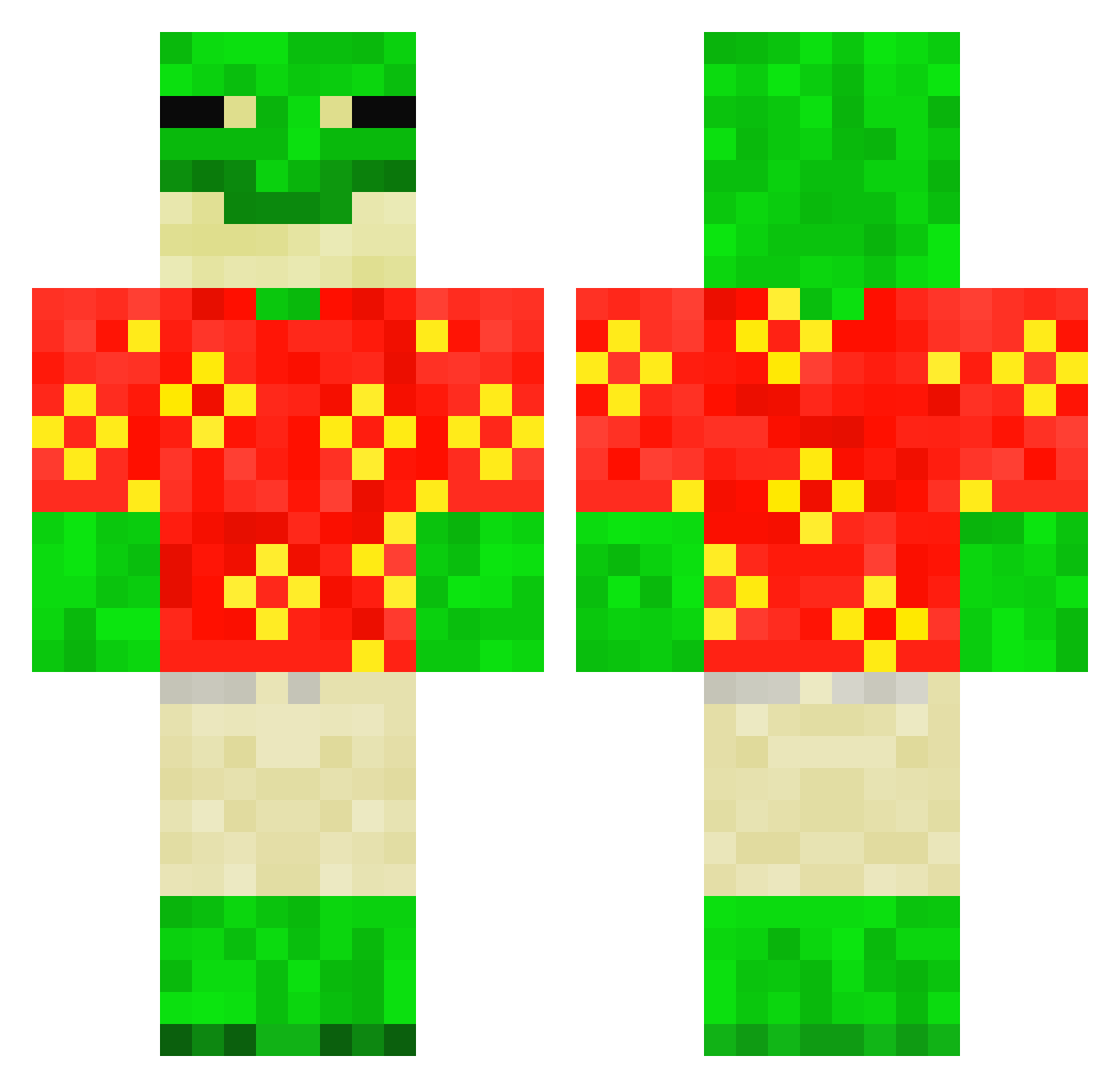 high_slime Minecraft skin, front and back view