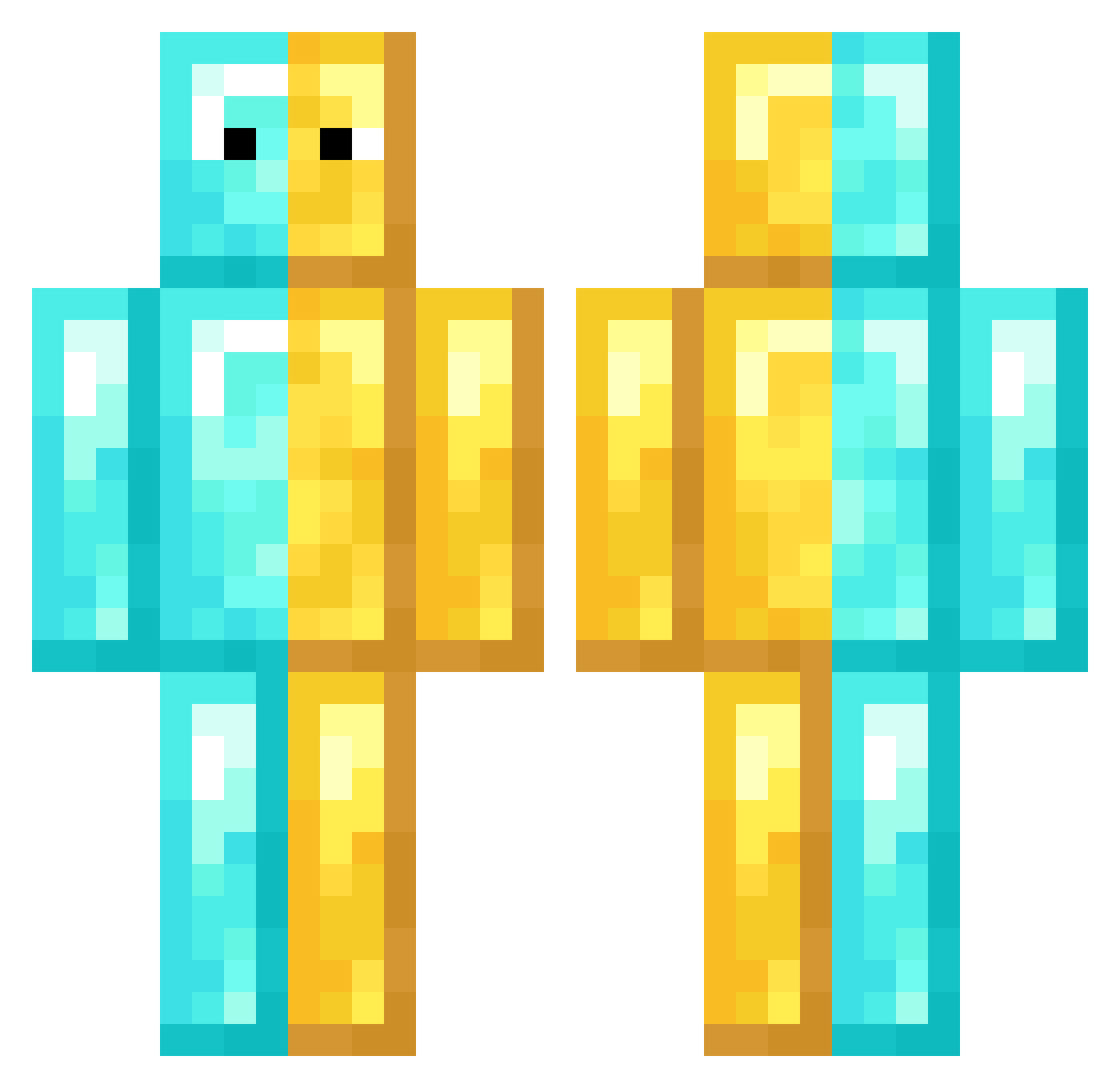 GOLD_AND_DIAMOND Minecraft skin, front and back view