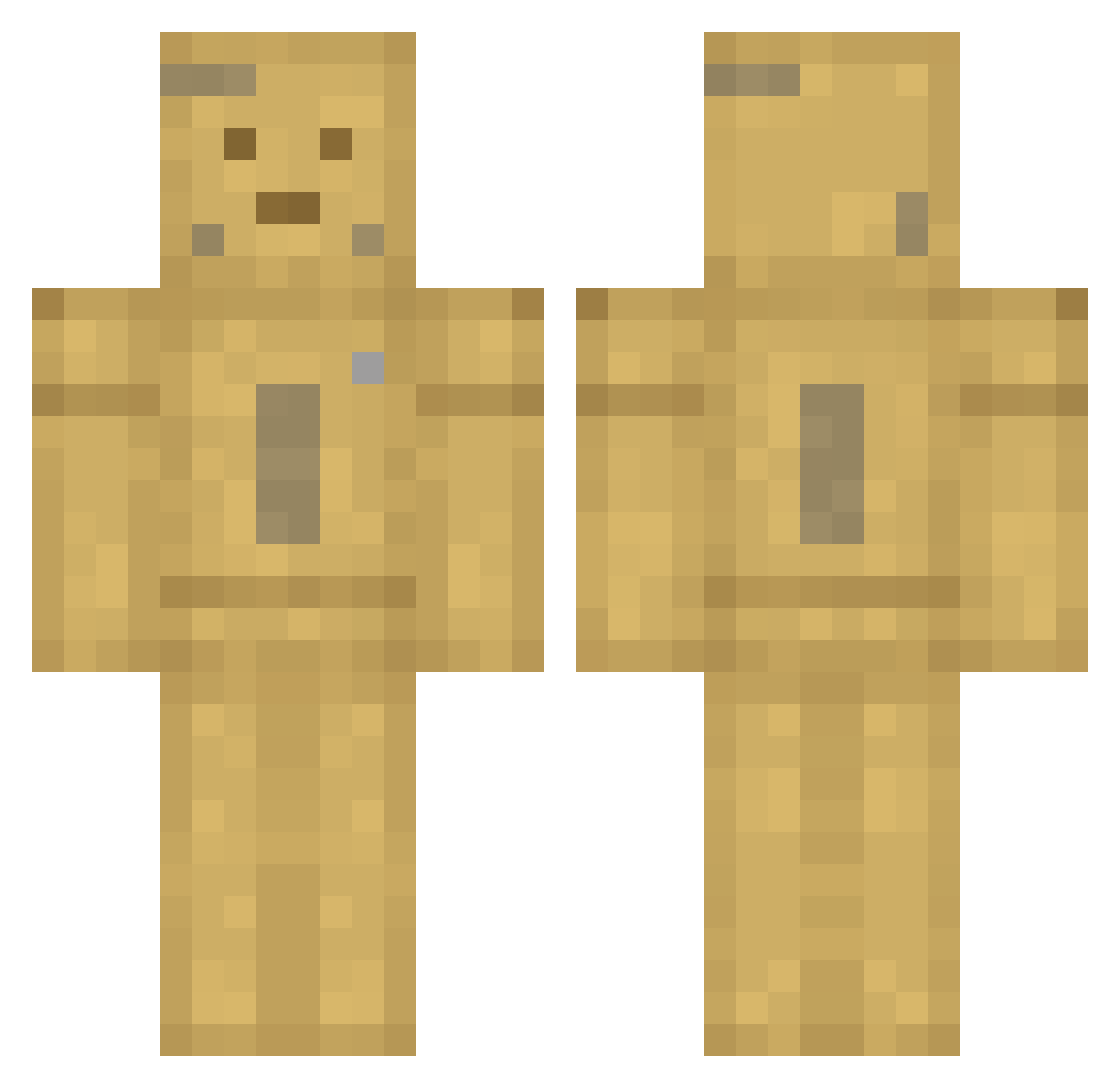 Correspondence Minecraft skin, front and back view