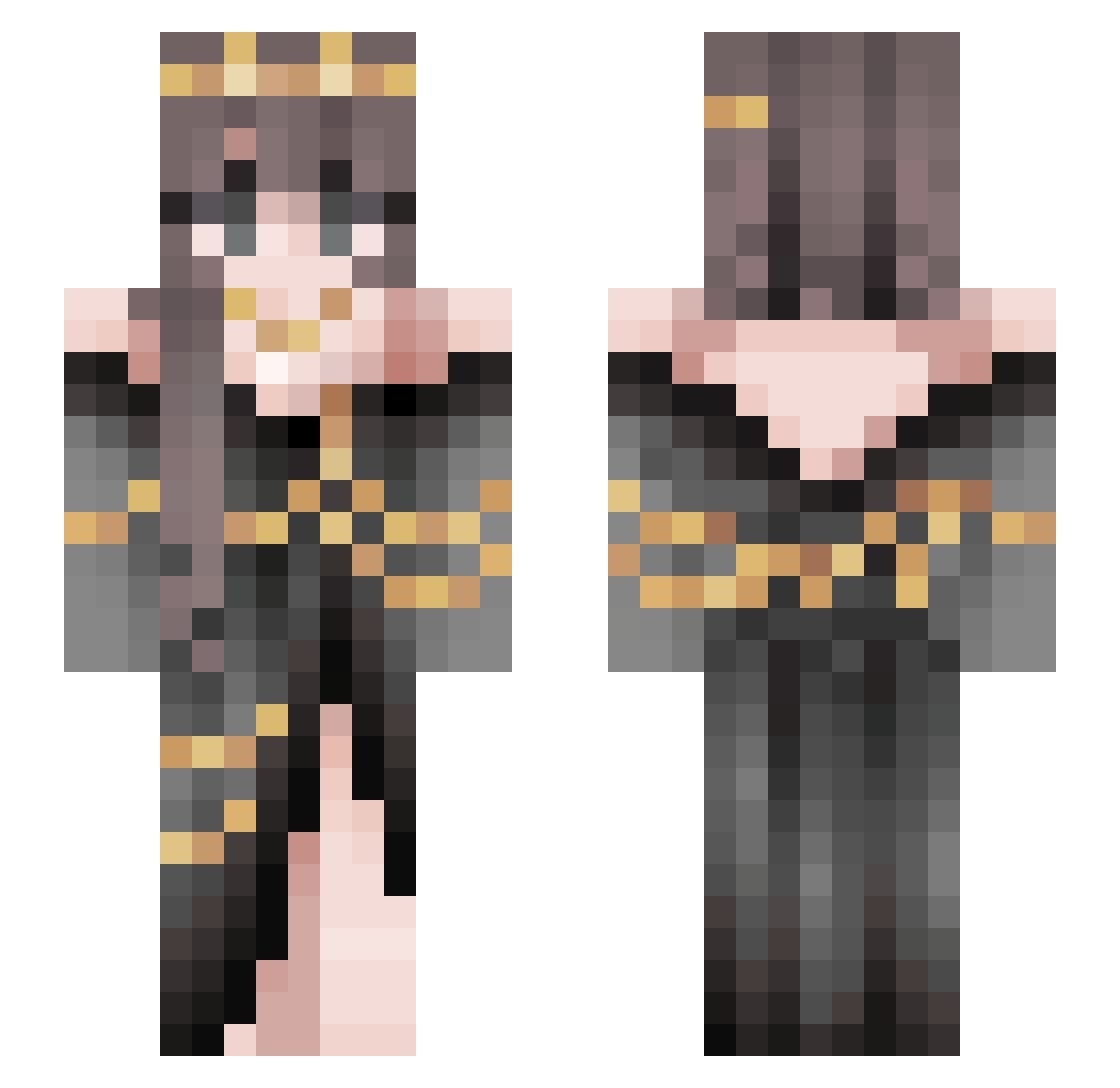 Homely_Ghost Minecraft skin, front and back view