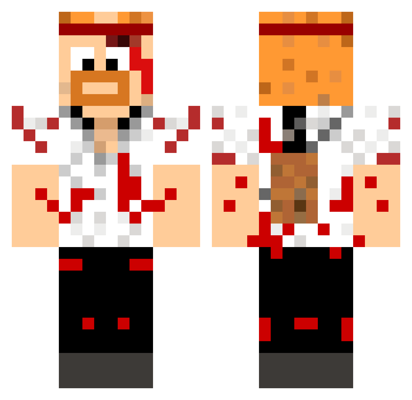 rechargeable Minecraft skin, front and back view