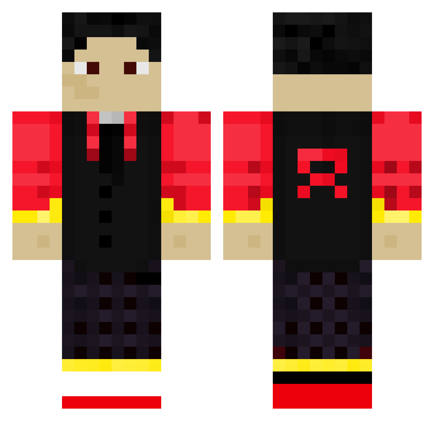 BlackSam28 Minecraft skin, front and back view