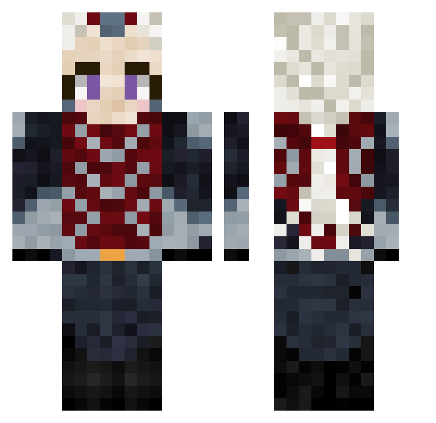 ClaudeBlair Minecraft skin, front and back view