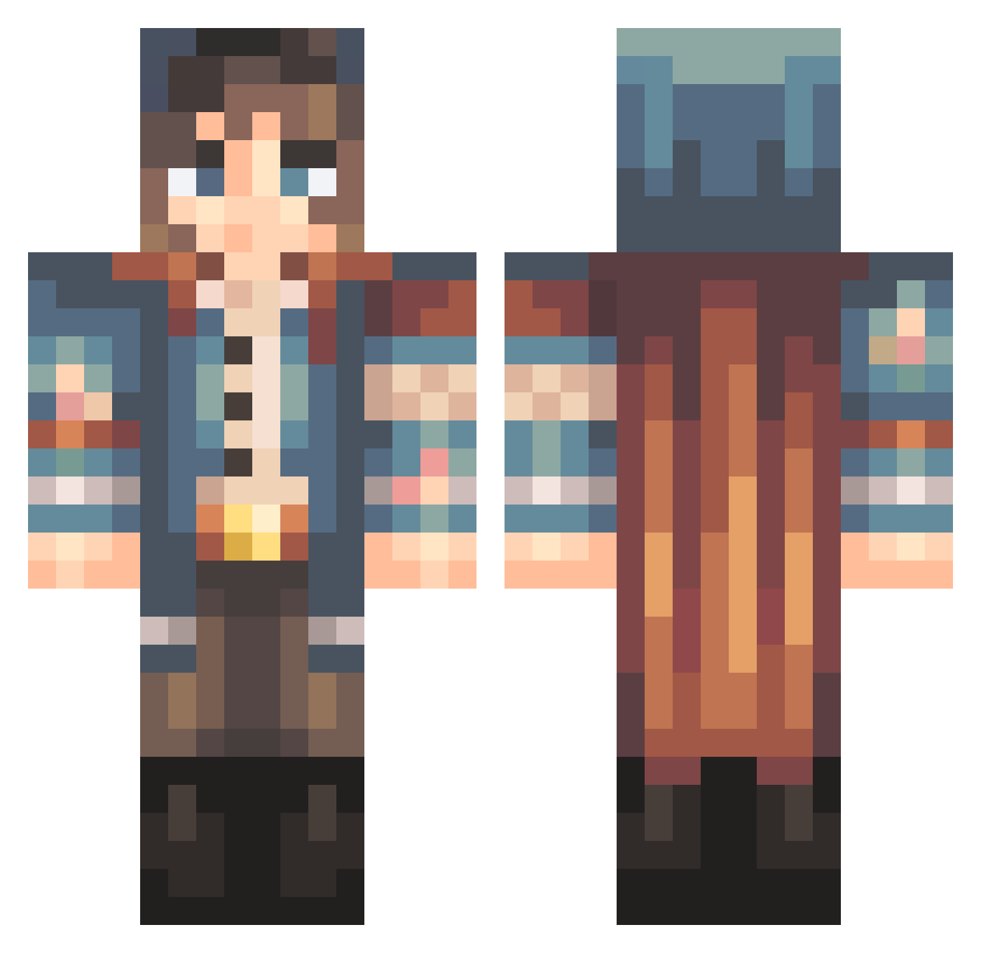 SpookyValdrey Minecraft skin, front and back view