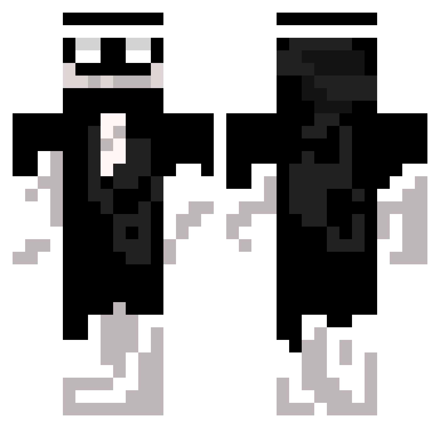 SkyroRen Minecraft skin, front and back view