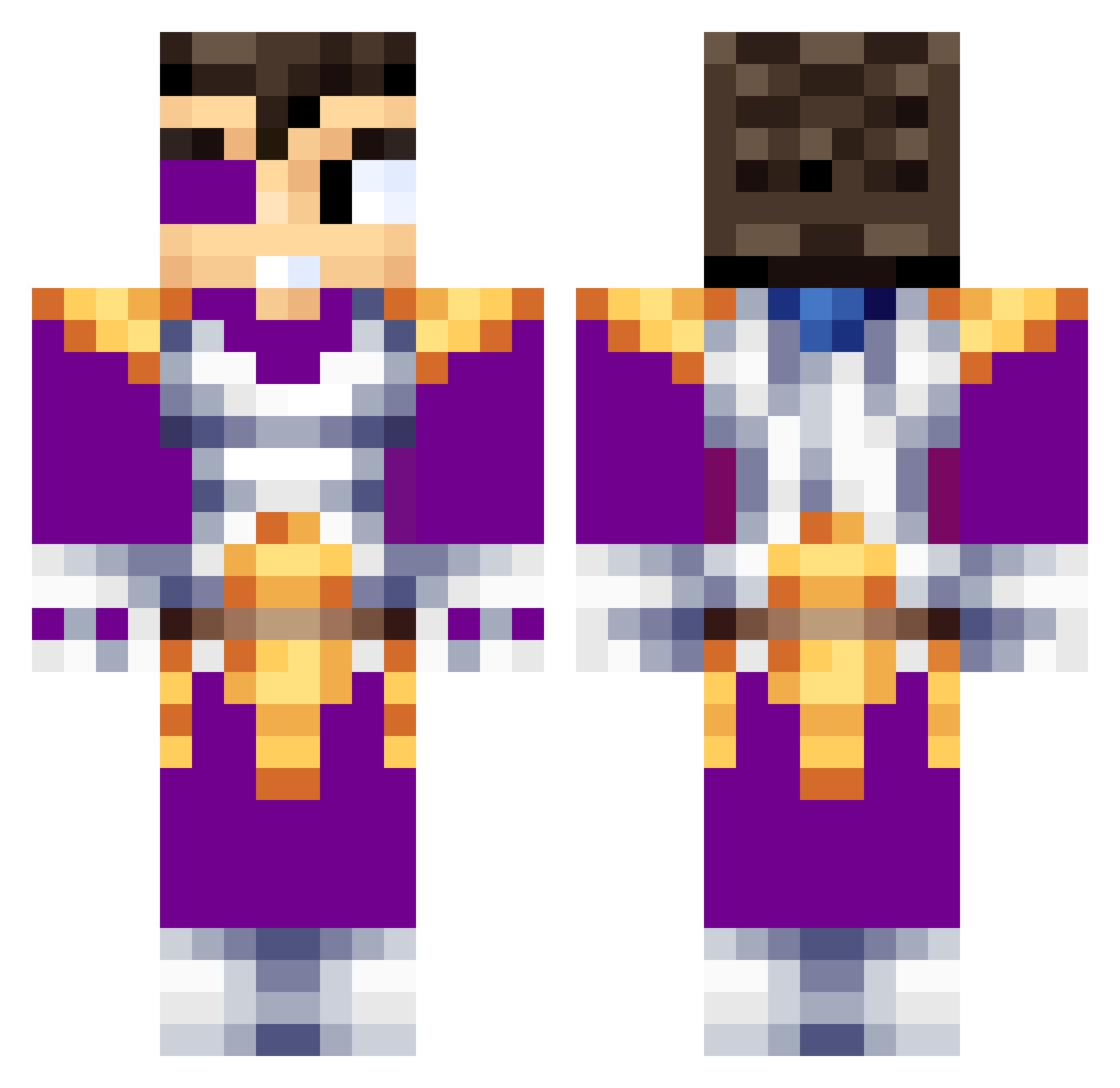 Elwevos Minecraft skin, front and back view