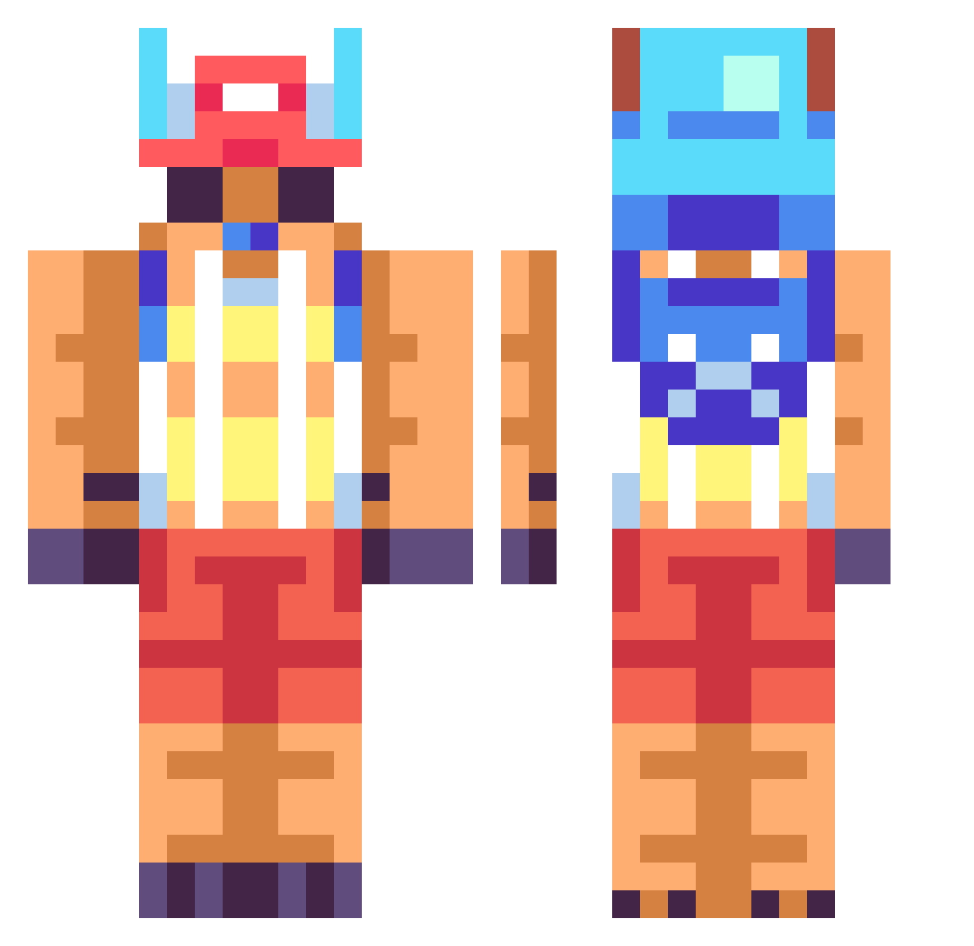 Eisterek Minecraft skin, front and back view