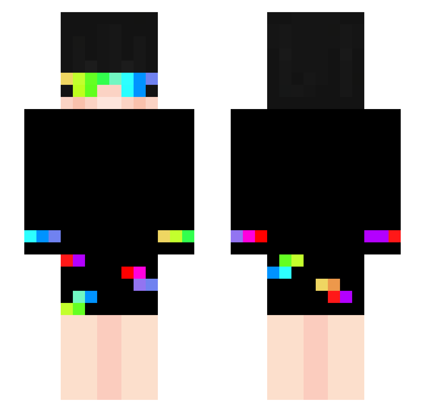 NotRainbow Minecraft skin, front and back view