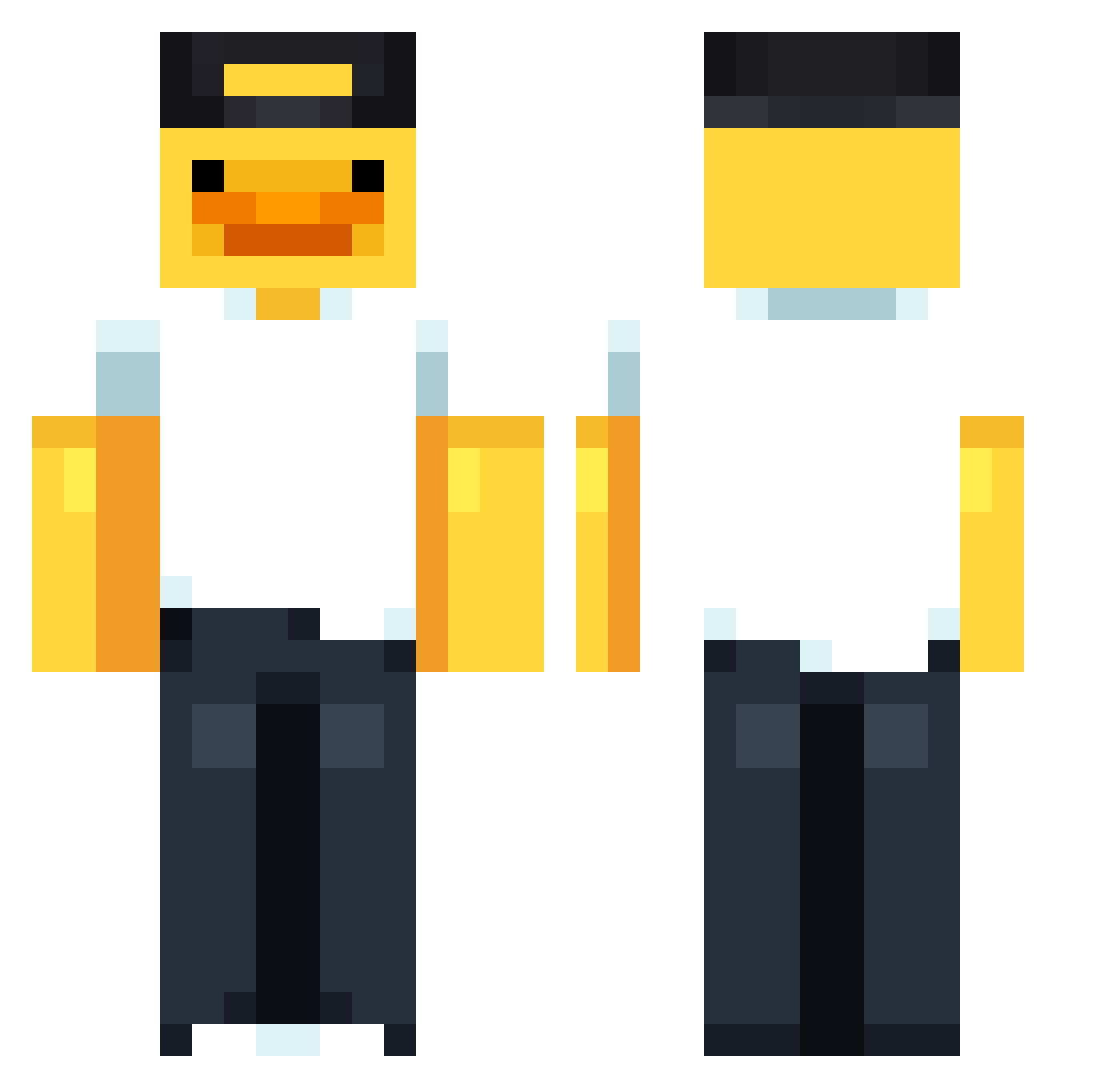 Wihopp Minecraft skin, front and back view