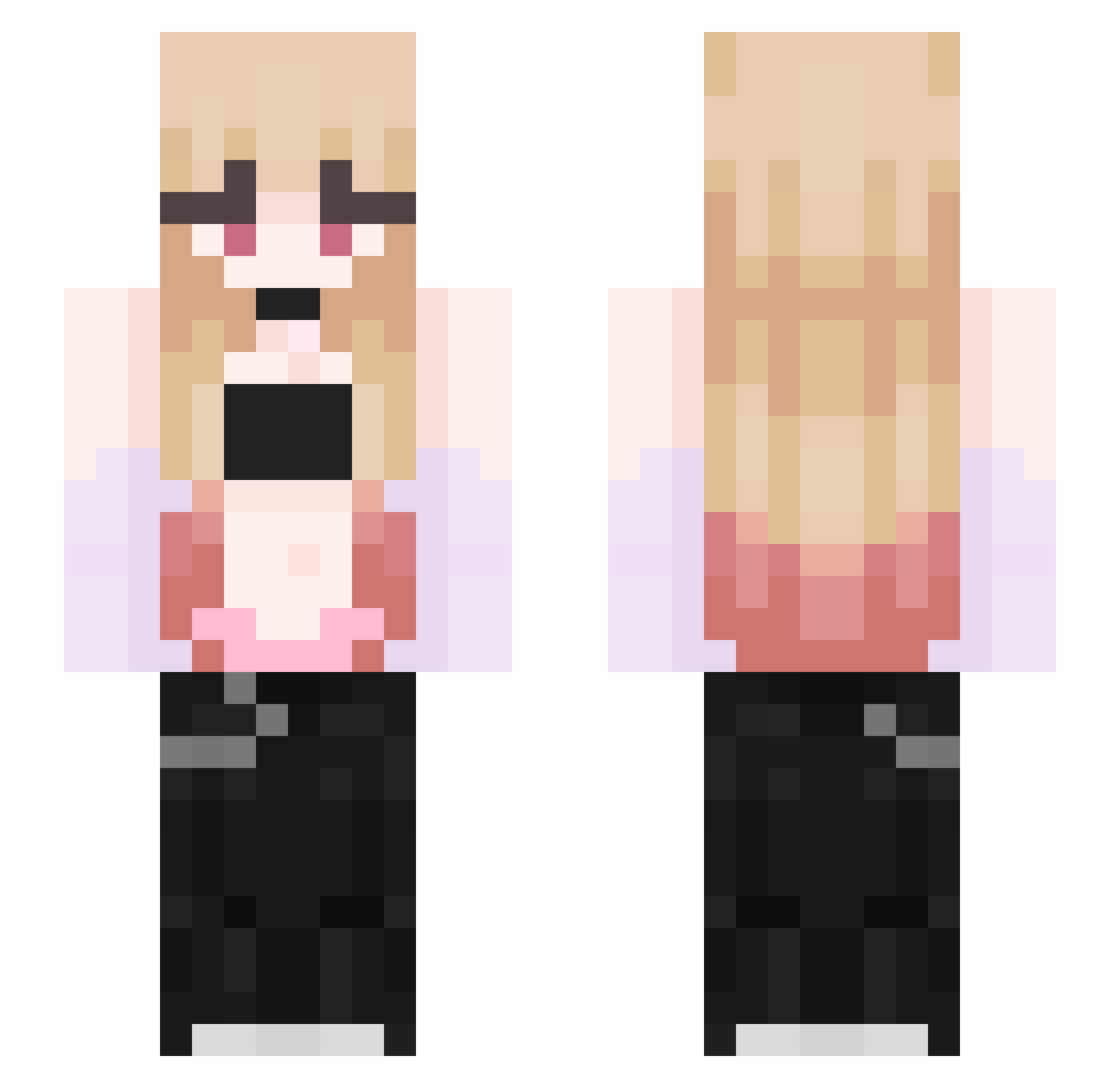Wendy90 Minecraft skin, front and back view