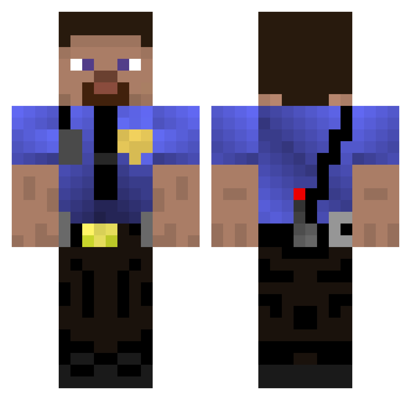 Dzacson Minecraft skin, front and back view