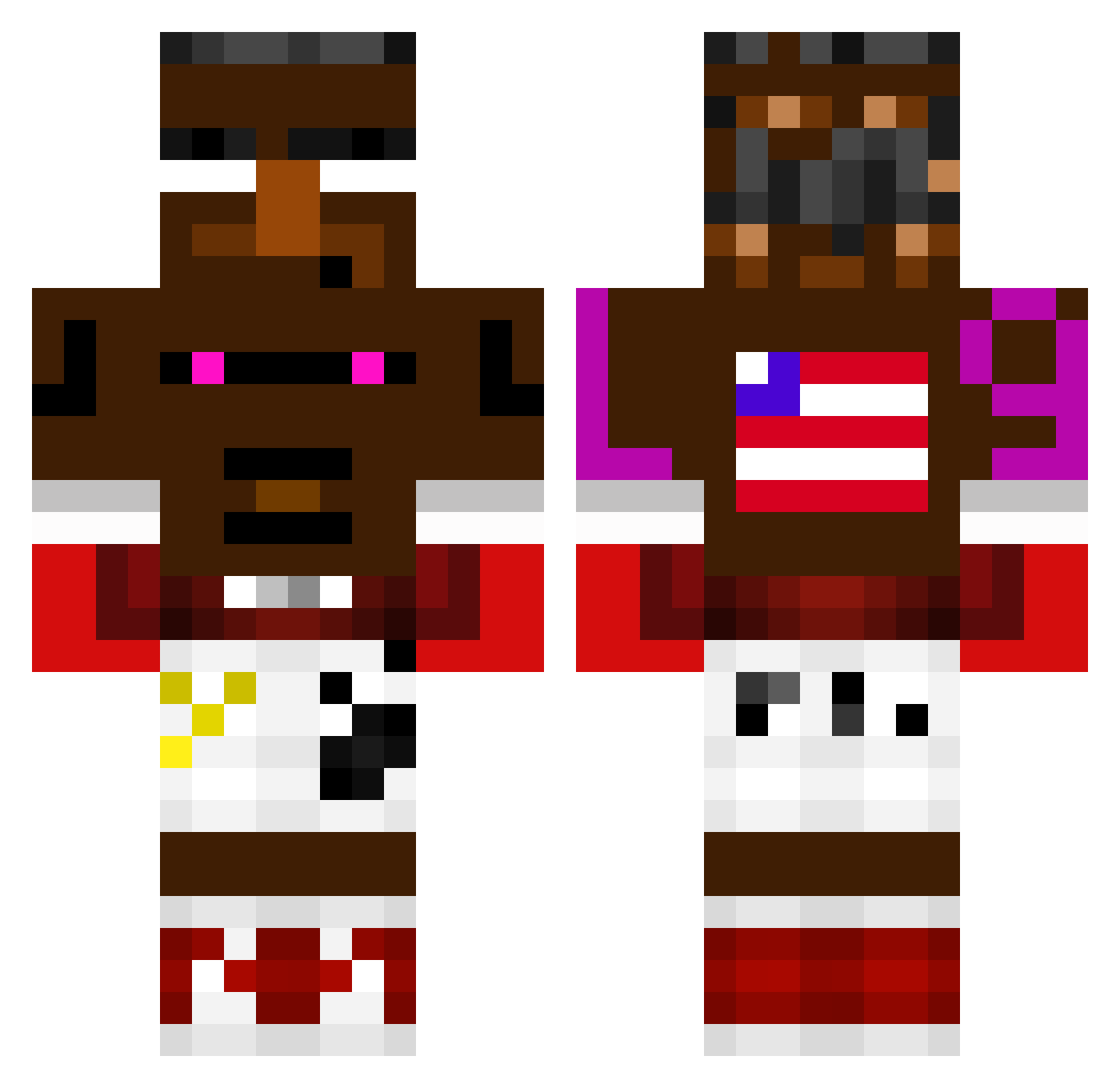 Bykottix Minecraft skin, front and back view