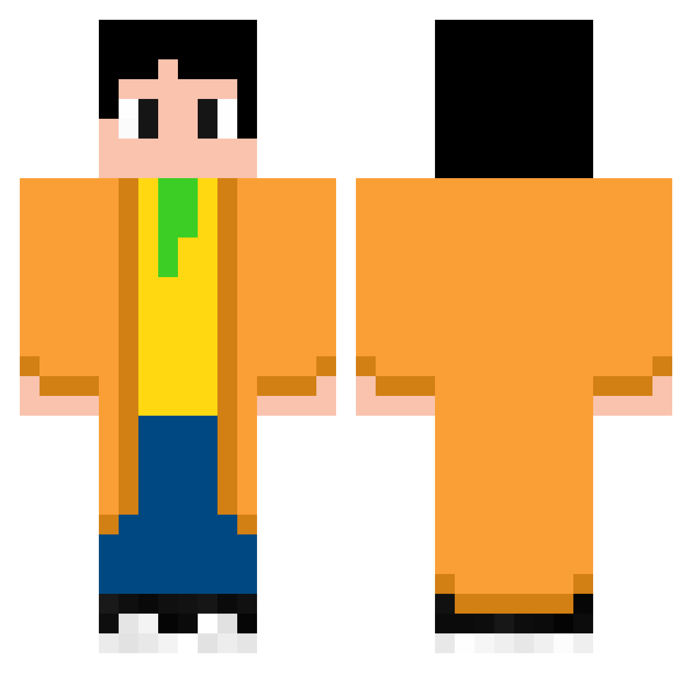 Yoick Minecraft skin, front and back view