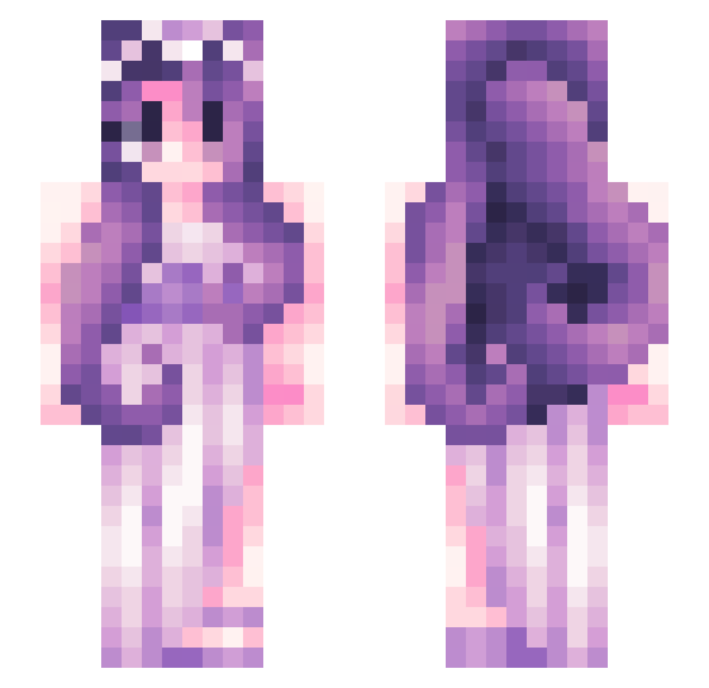 whoarewee Minecraft skin, front and back view