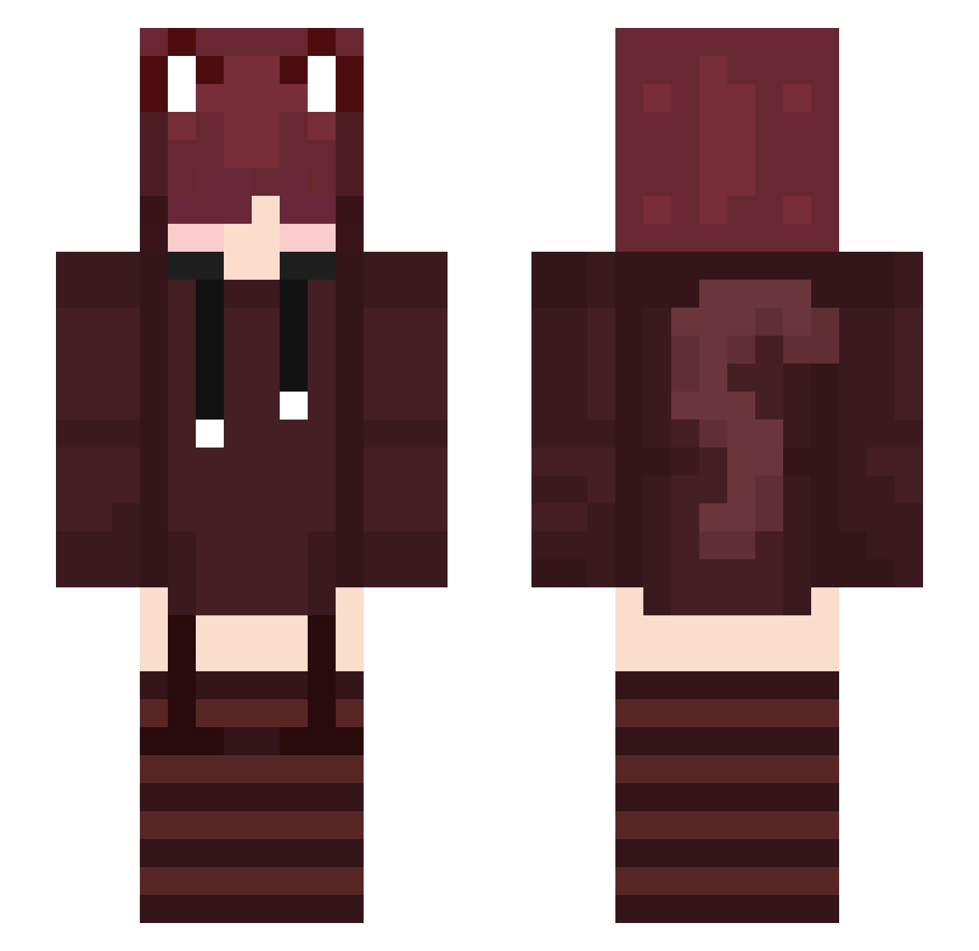 Zyn3ra Minecraft skin, front and back view