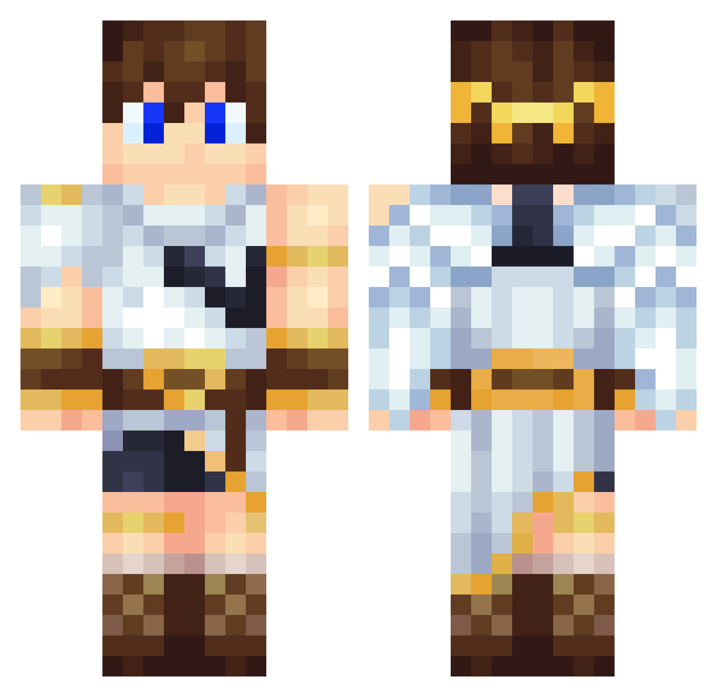 Tautological Minecraft skin, front and back view