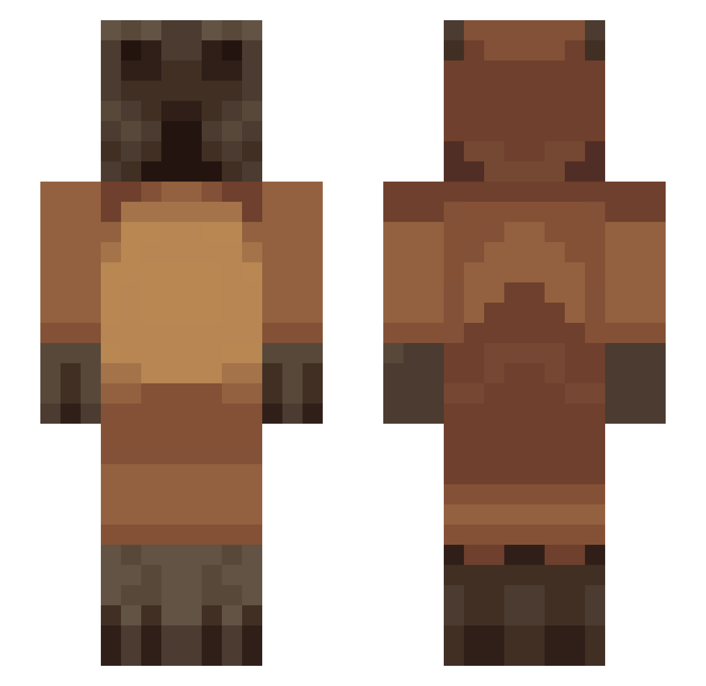 Shibadogg Minecraft skin, front and back view