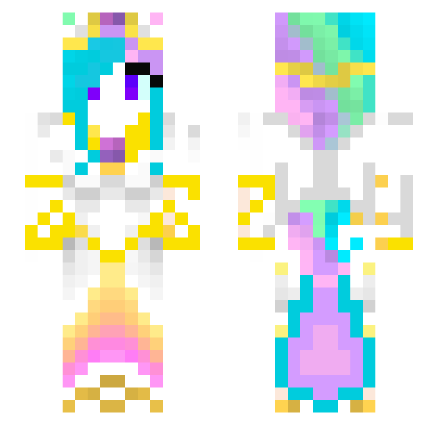 Blondelle Minecraft skin, front and back view