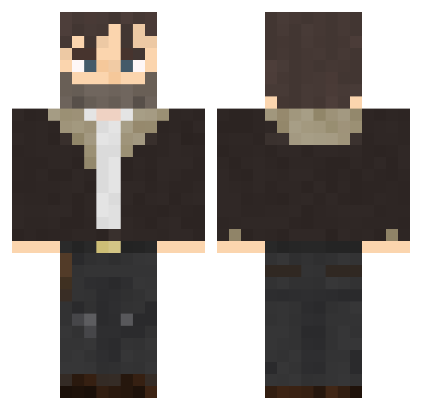 ChickenBuckett Minecraft skin, front and back view