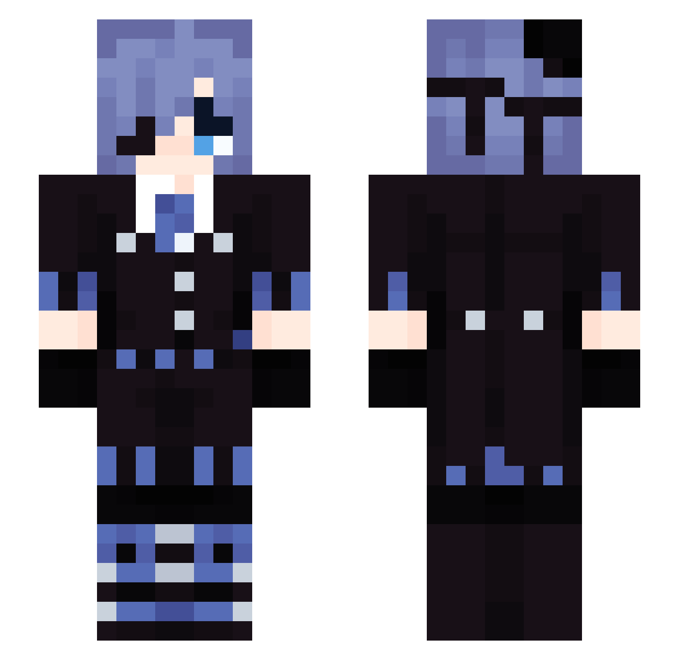 femkoi Minecraft skin, front and back view