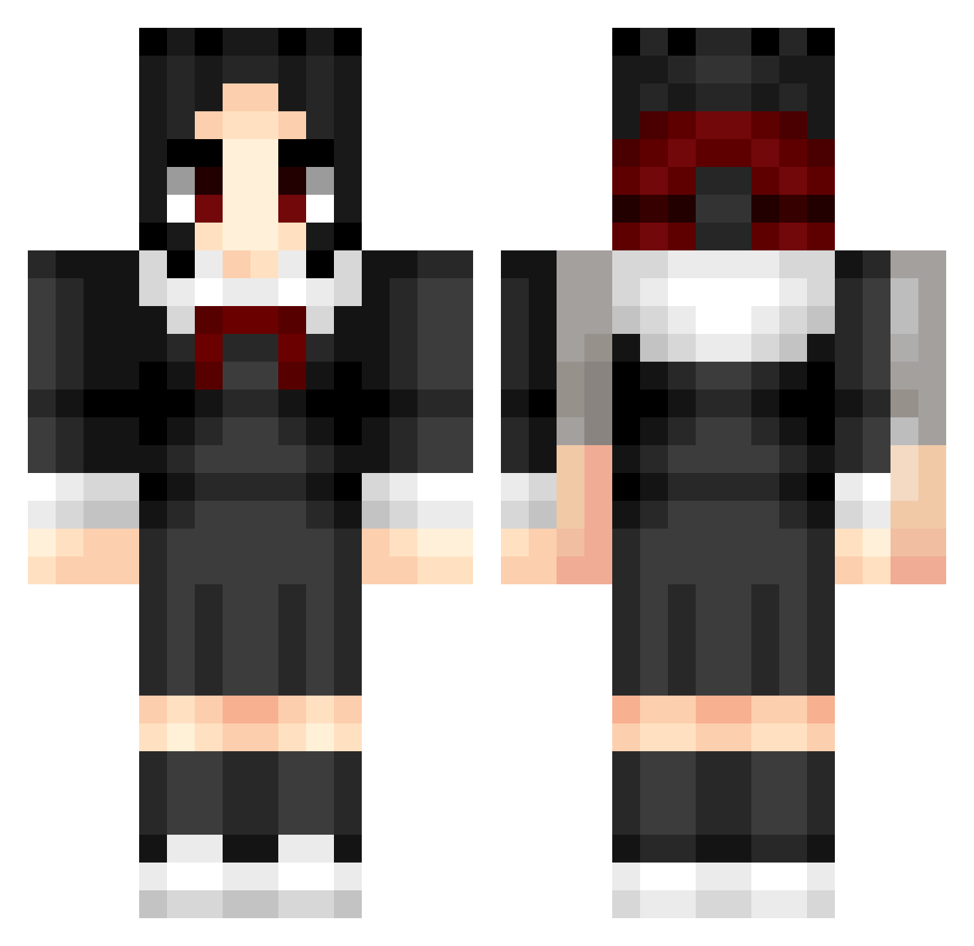 Chopsticks_chan Minecraft skin, front and back view