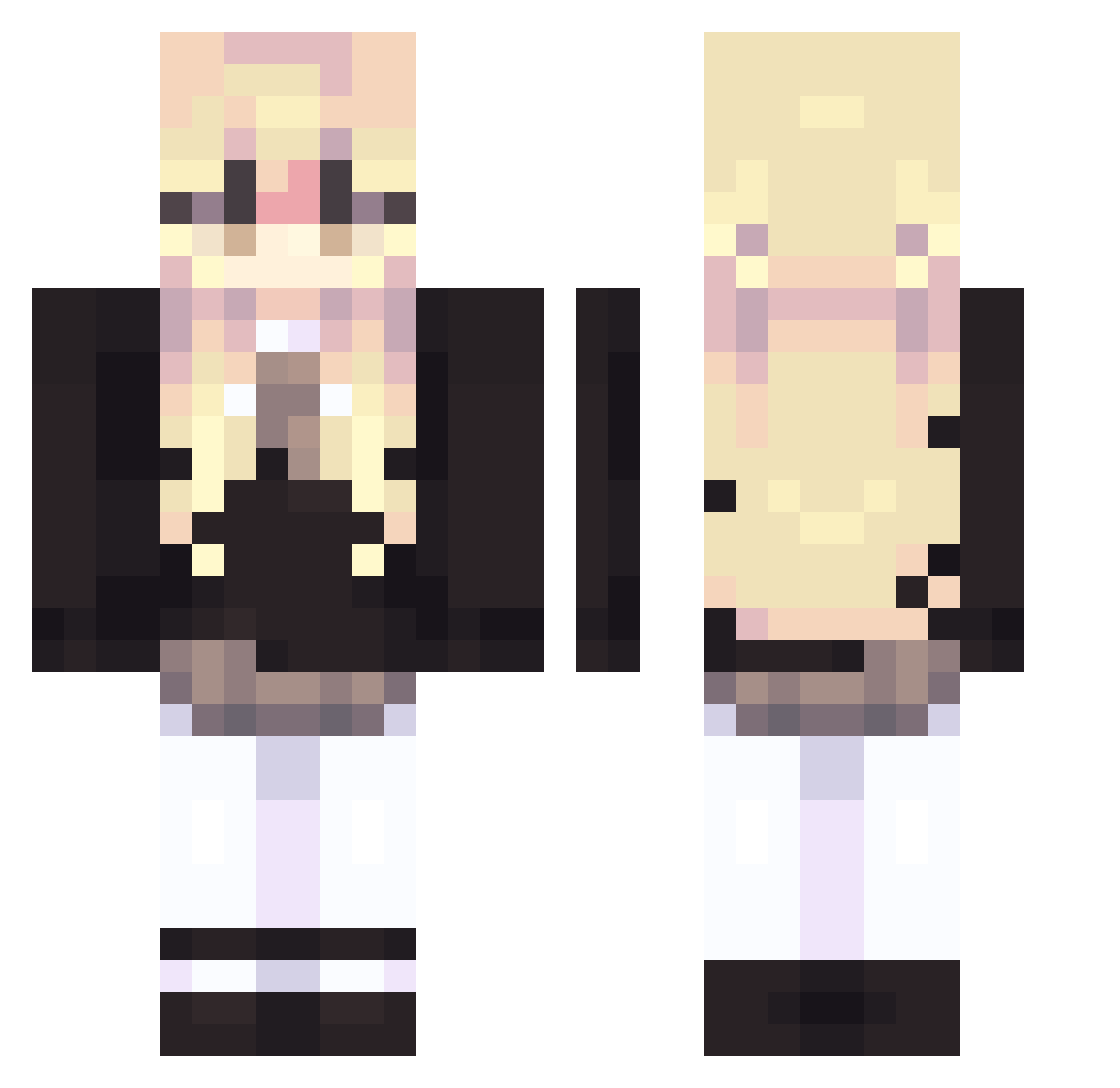 Sparasticc Minecraft skin, front and back view