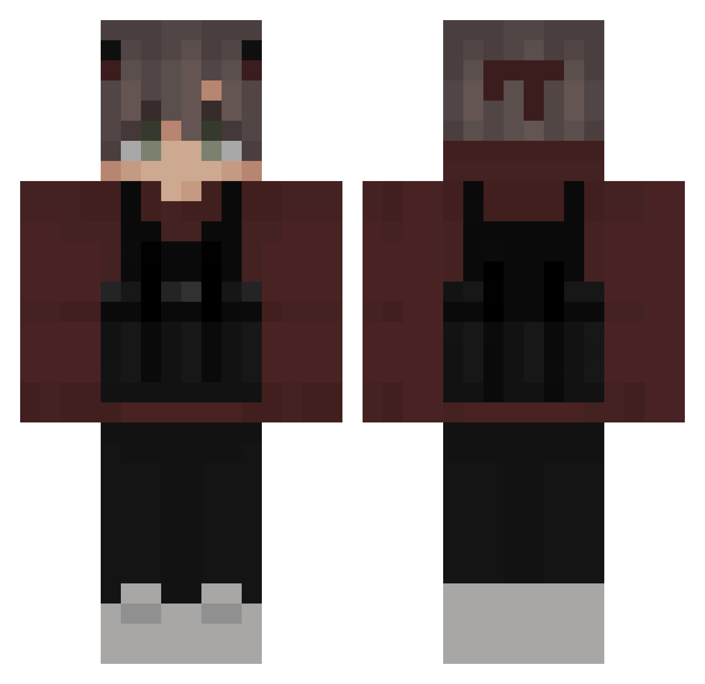 RipKamui Minecraft skin, front and back view