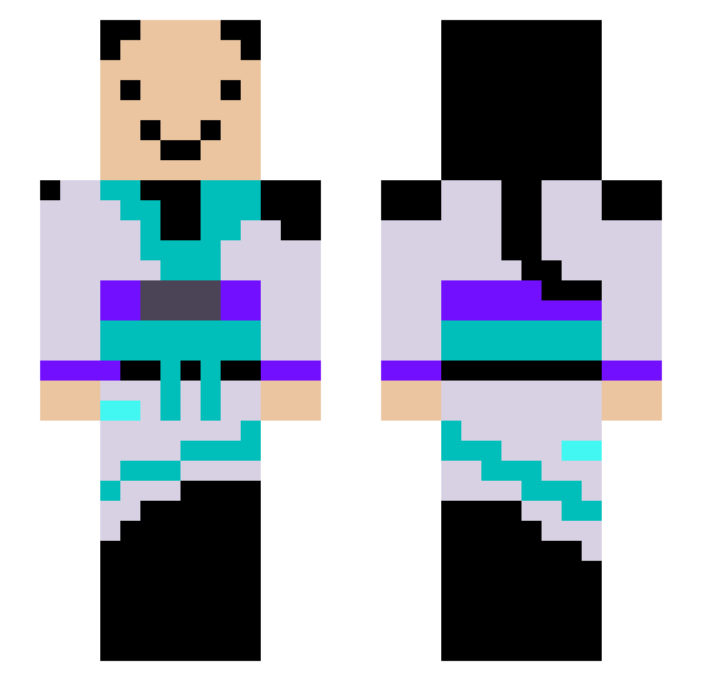 tropicstars Minecraft skin, front and back view