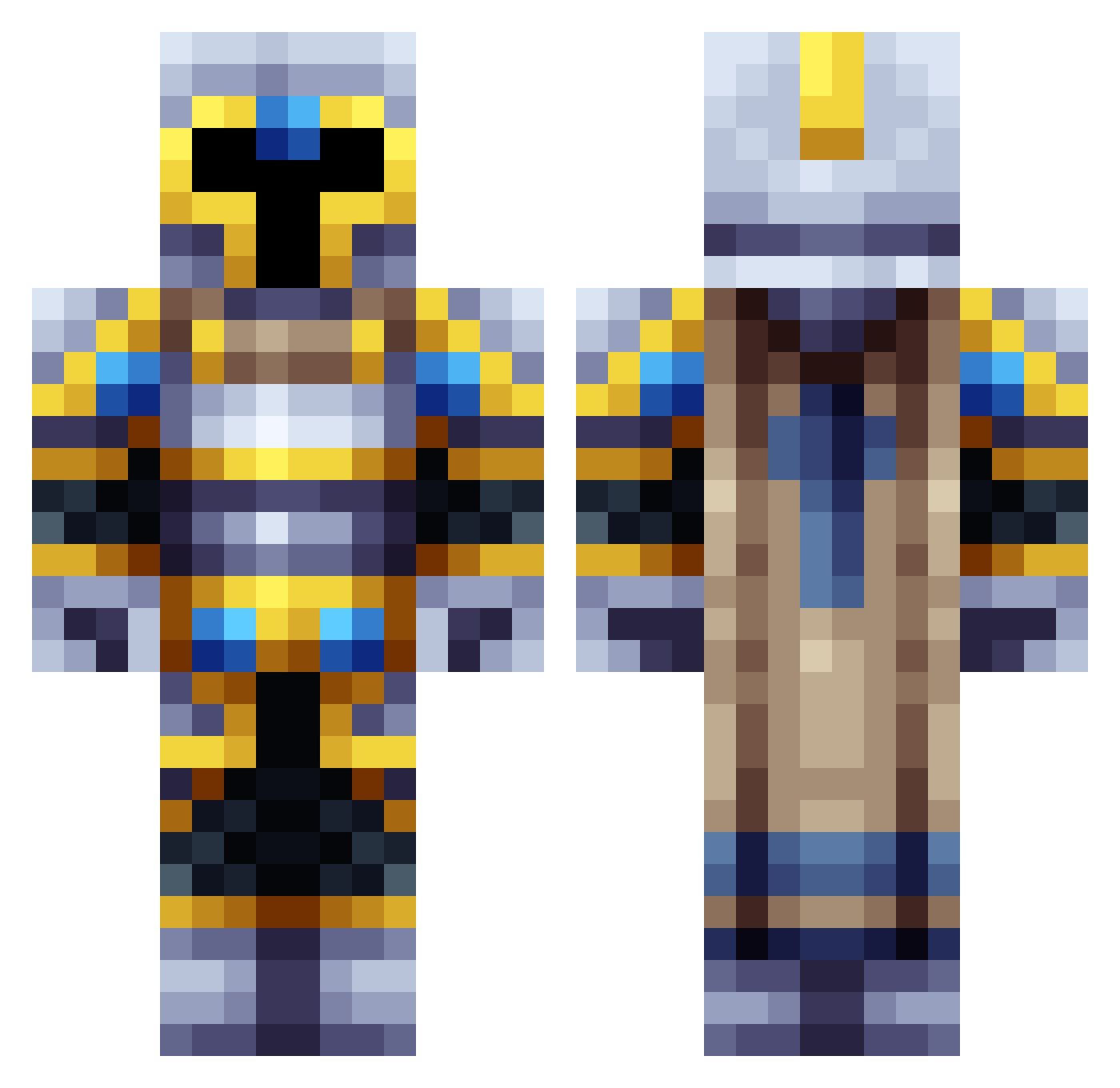 Thrallmo Minecraft skin, front and back view