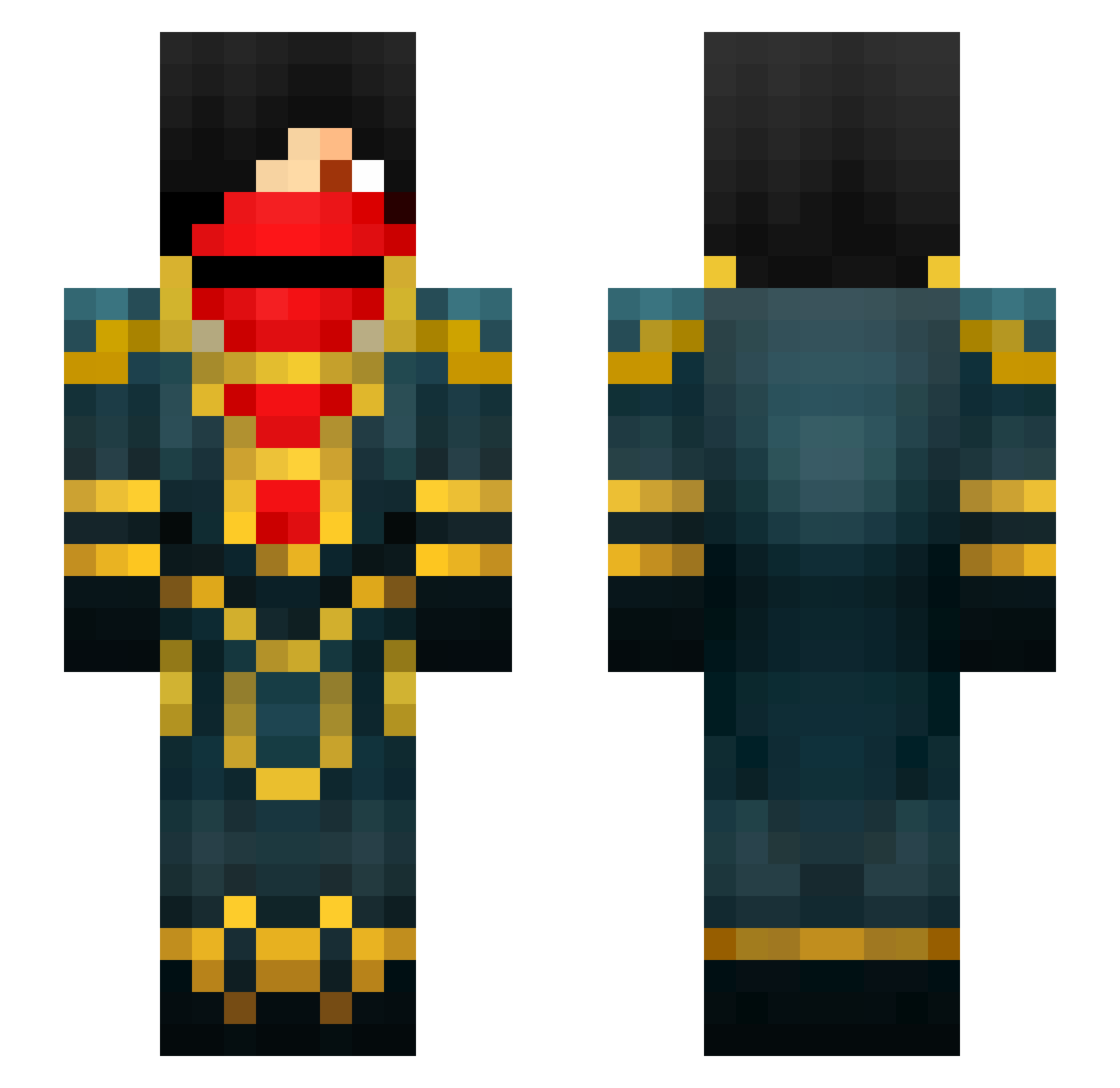 OrteMal Minecraft skin, front and back view
