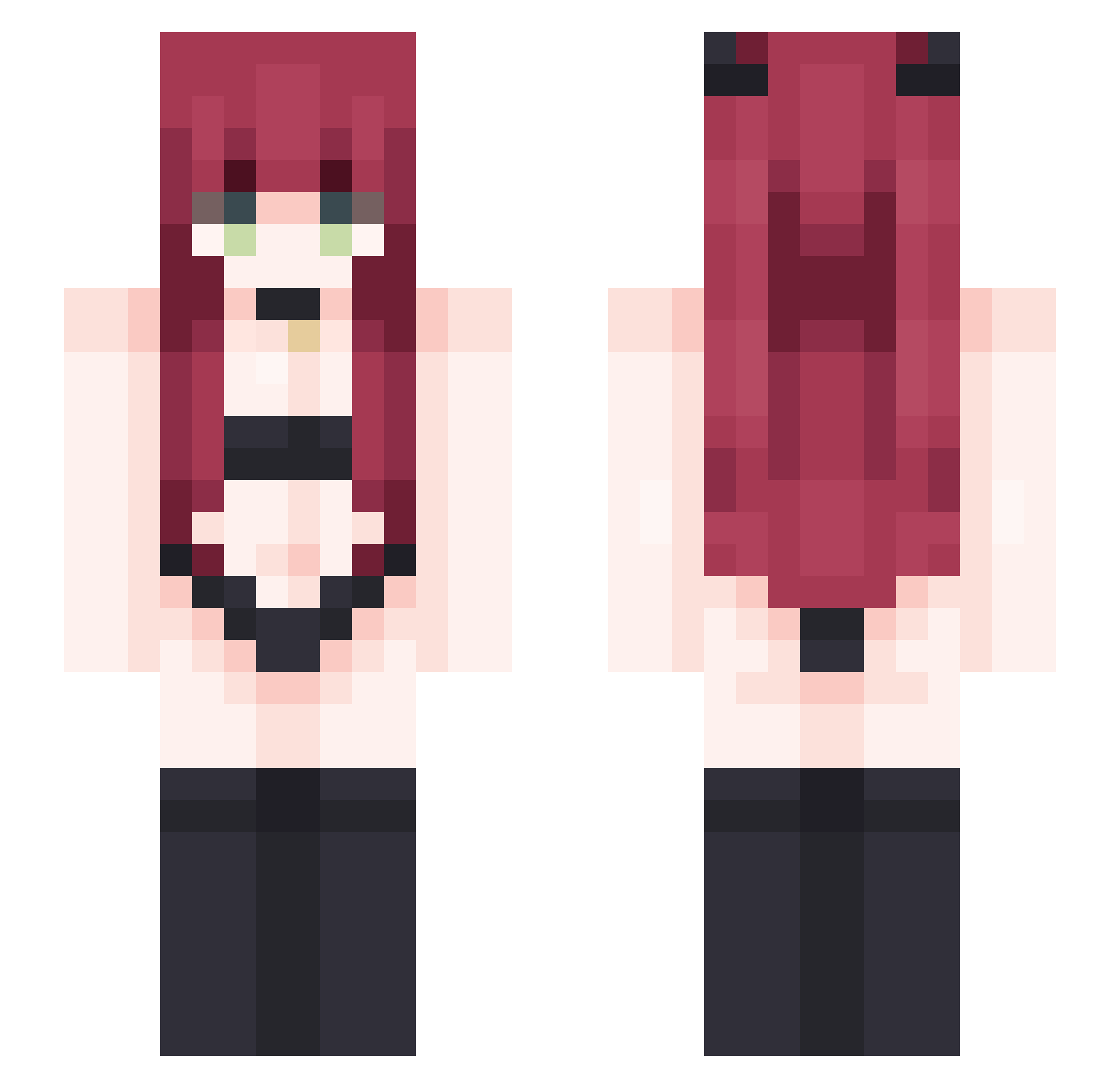 YourEGirl Minecraft skin, front and back view