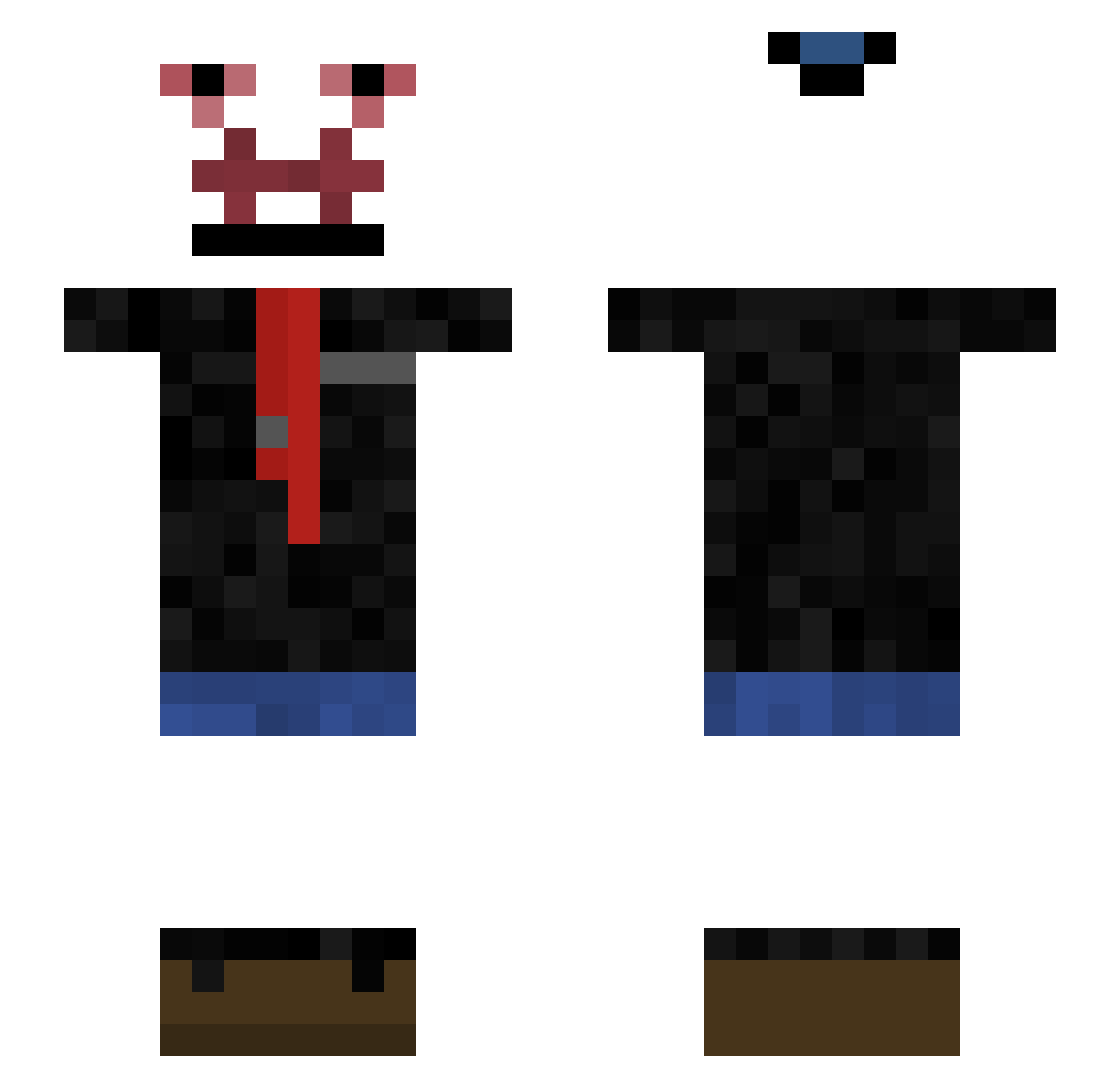 derivertive Minecraft skin, front and back view