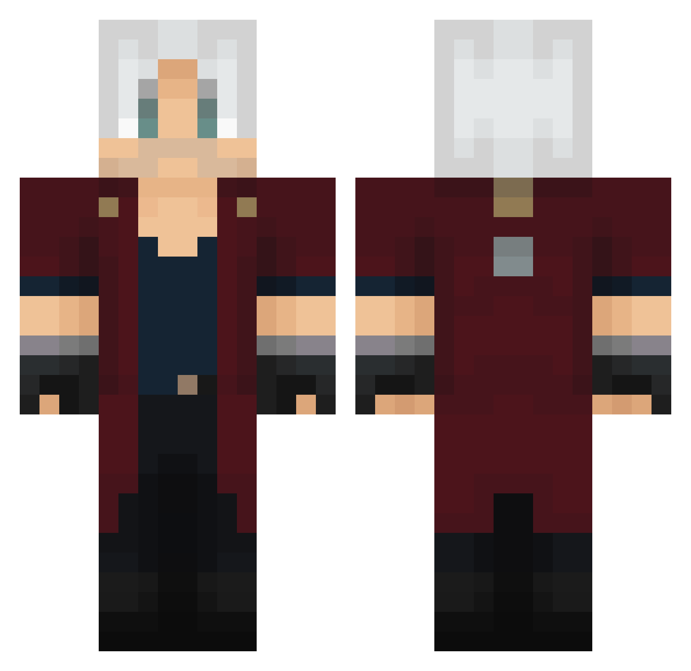 DanteDevilIRS Minecraft skin, front and back view