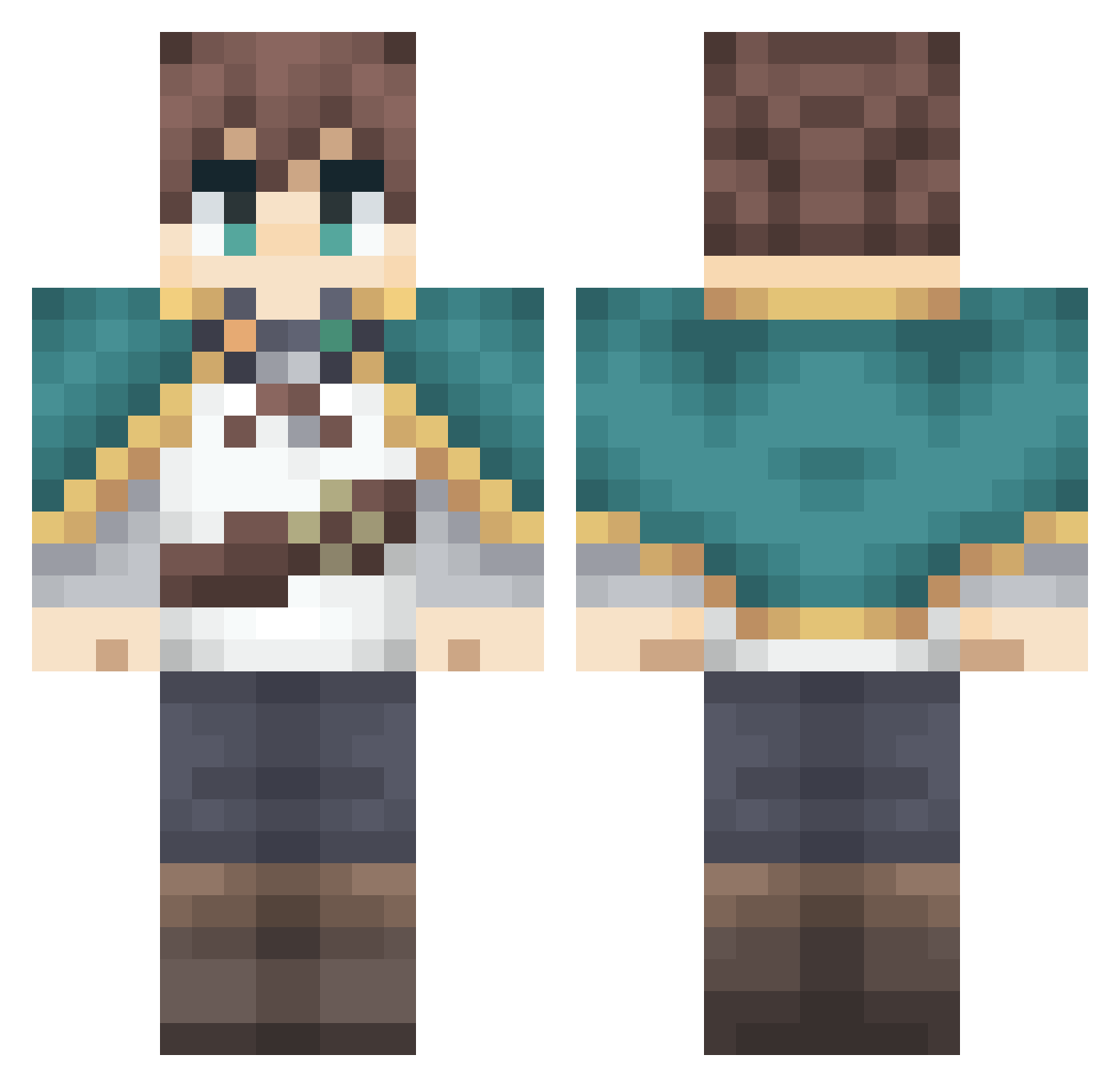 meltedpancake Minecraft skin, front and back view