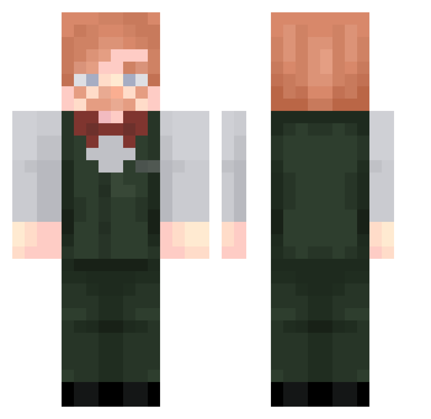 Wolvenhehe Minecraft skin, front and back view