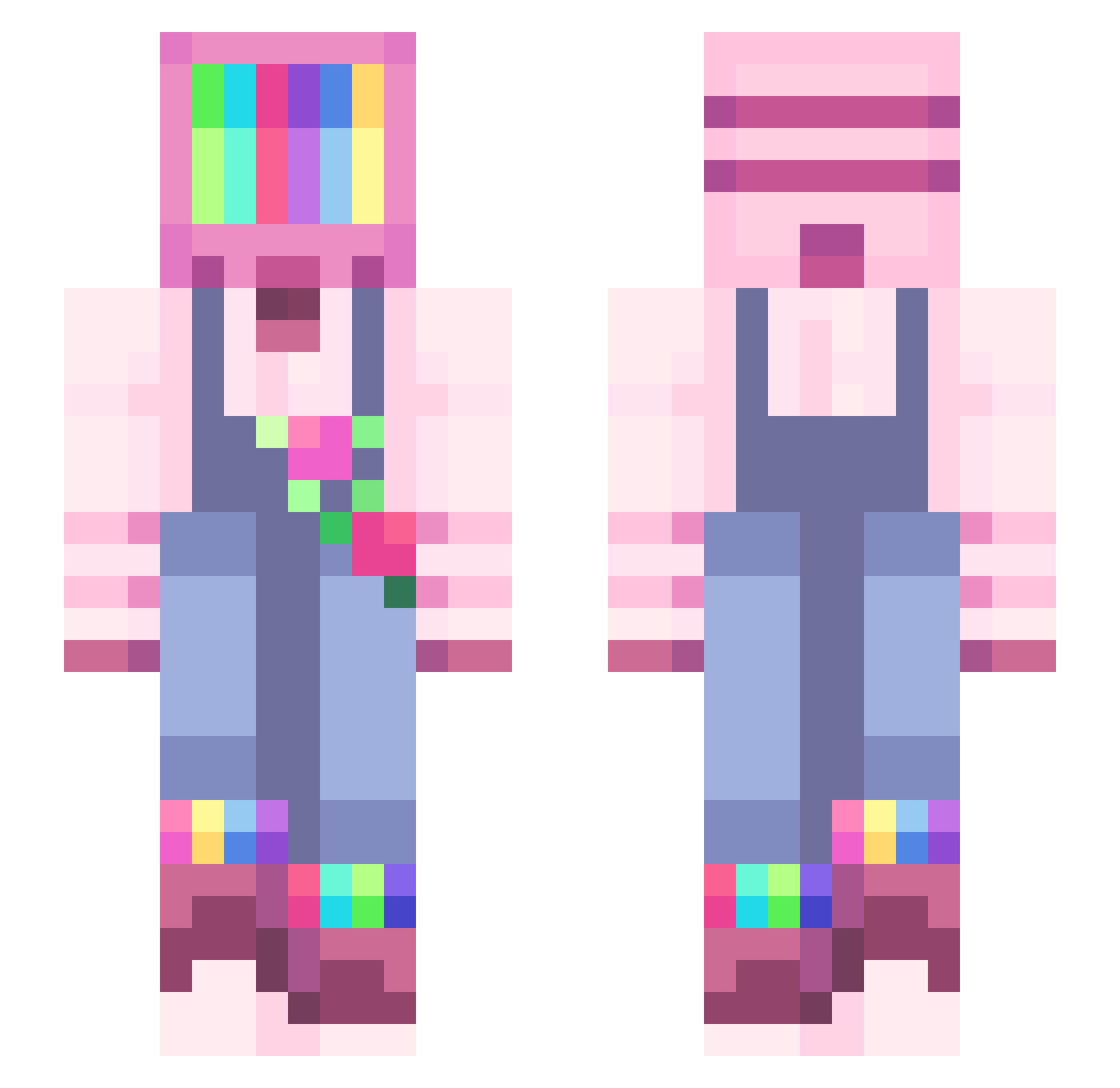 RainbowTea Minecraft skin, front and back view