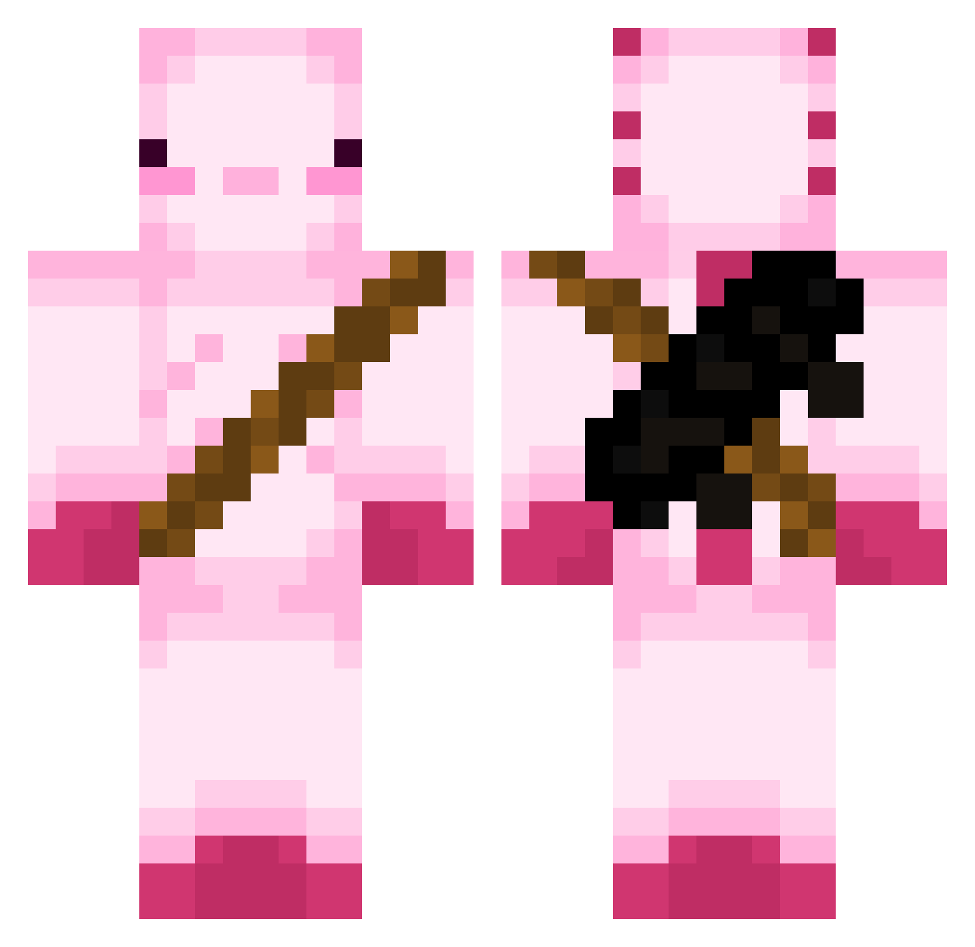 SneaX2 Minecraft skin, front and back view