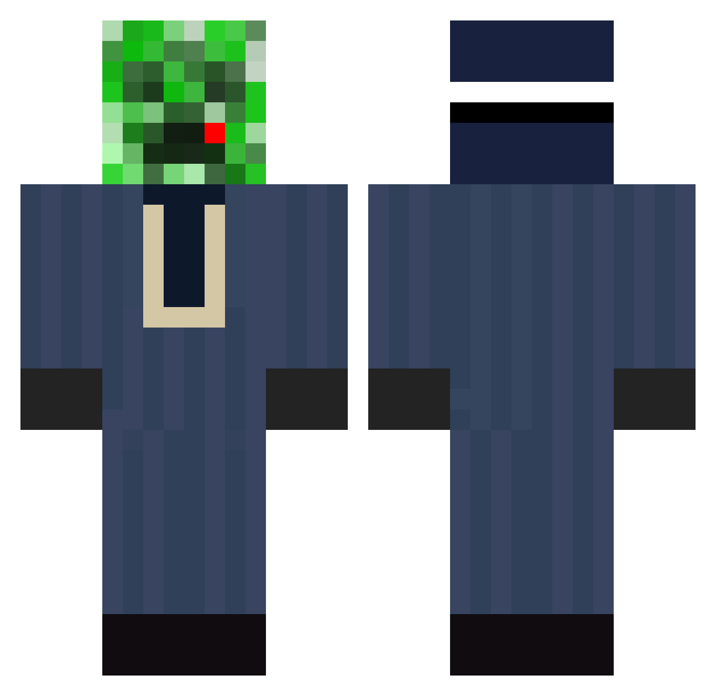 Prototyped Minecraft skin, front and back view
