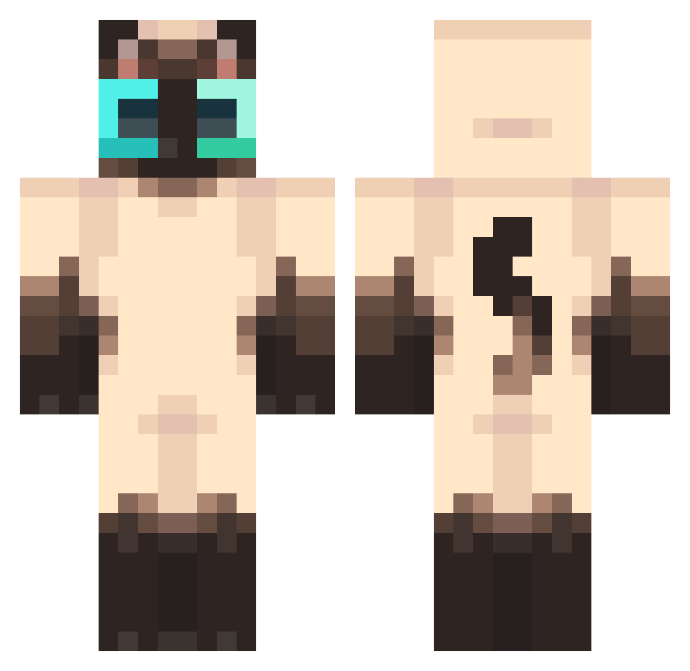 Recowi Minecraft skin, front and back view