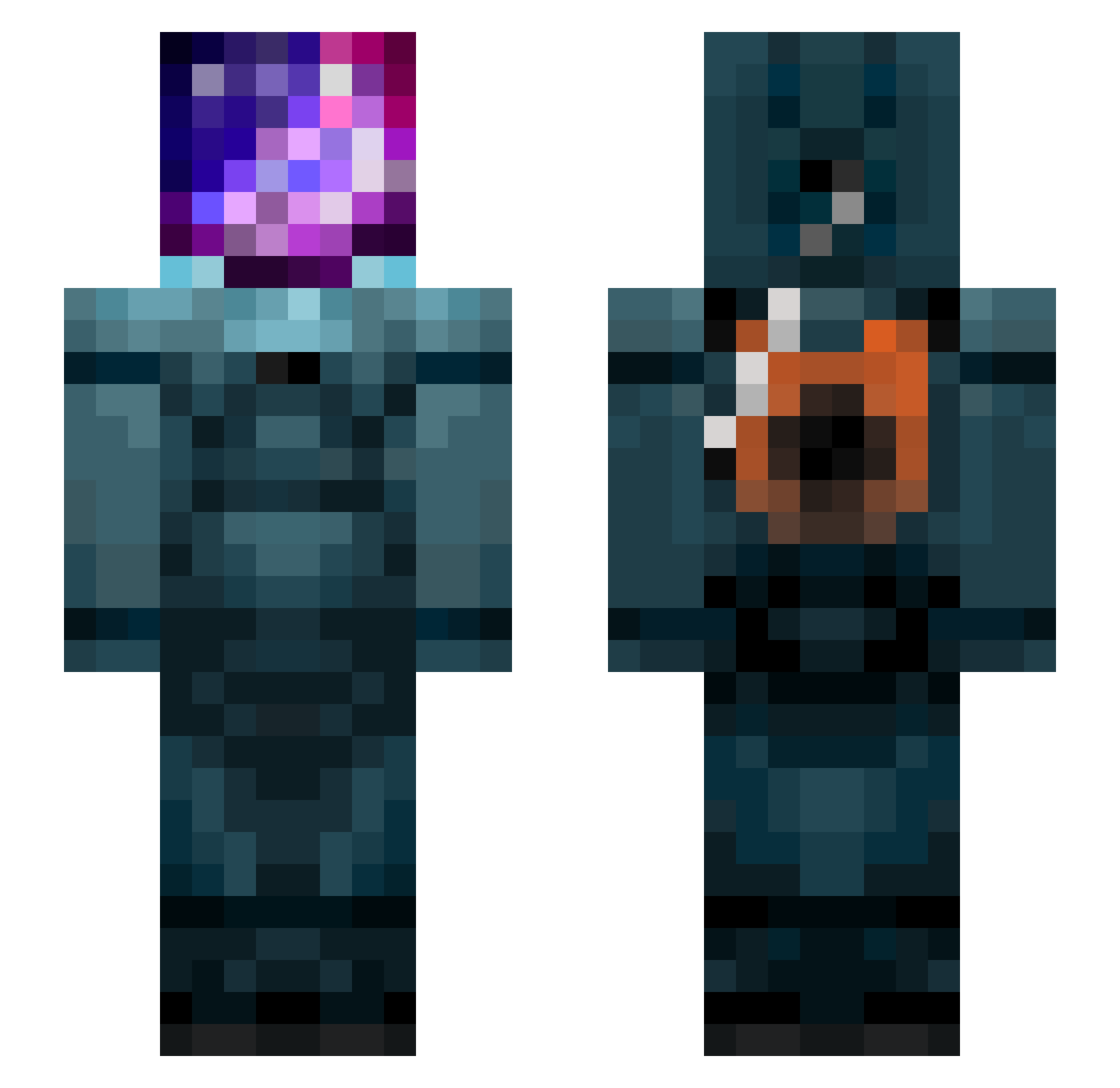 vevet Minecraft skin, front and back view