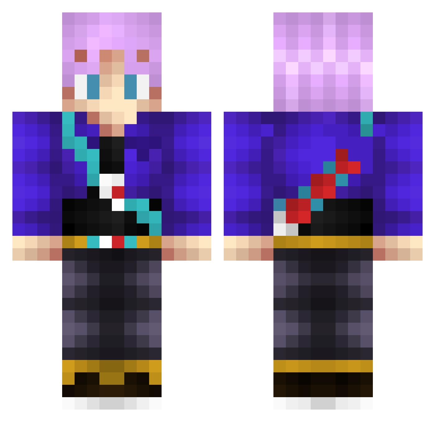 Yureeii Minecraft skin, front and back view